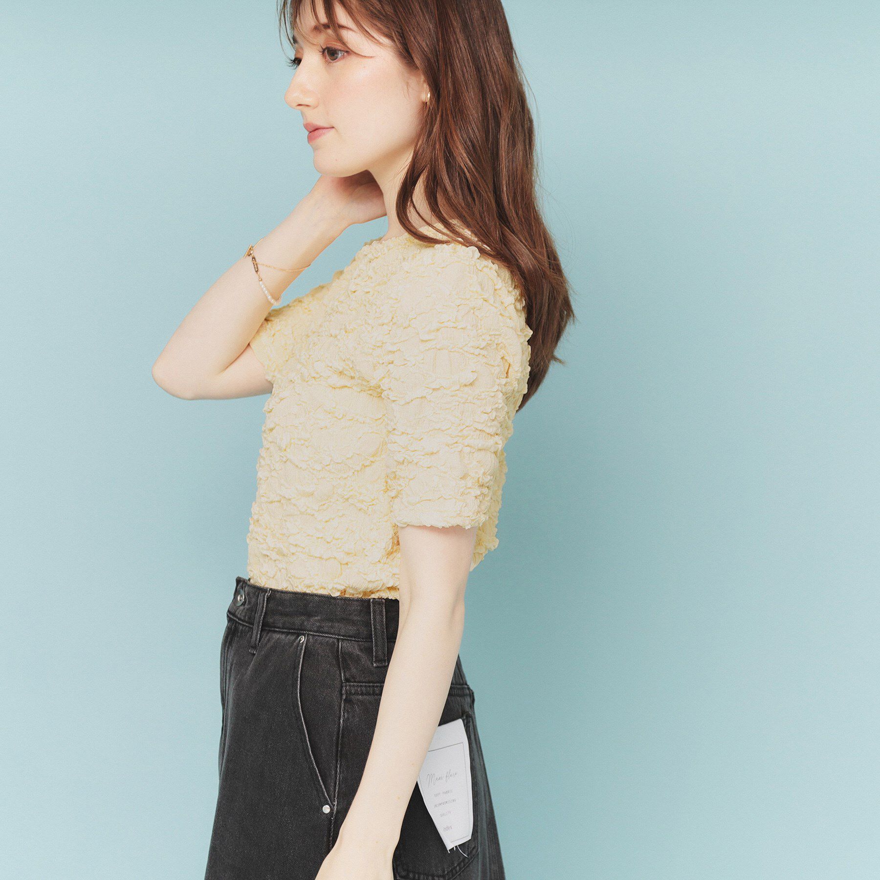 index「ジャカードコンパクトトップス【洗濯機洗い可】」|Tシャツ・カットソー|