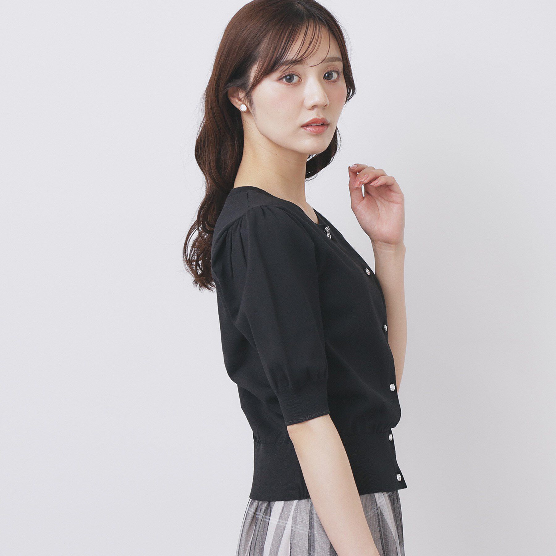 index「クルーネック半袖カーディガン【洗濯機洗い可/抗ピル/UVケア】」|カーディガン|