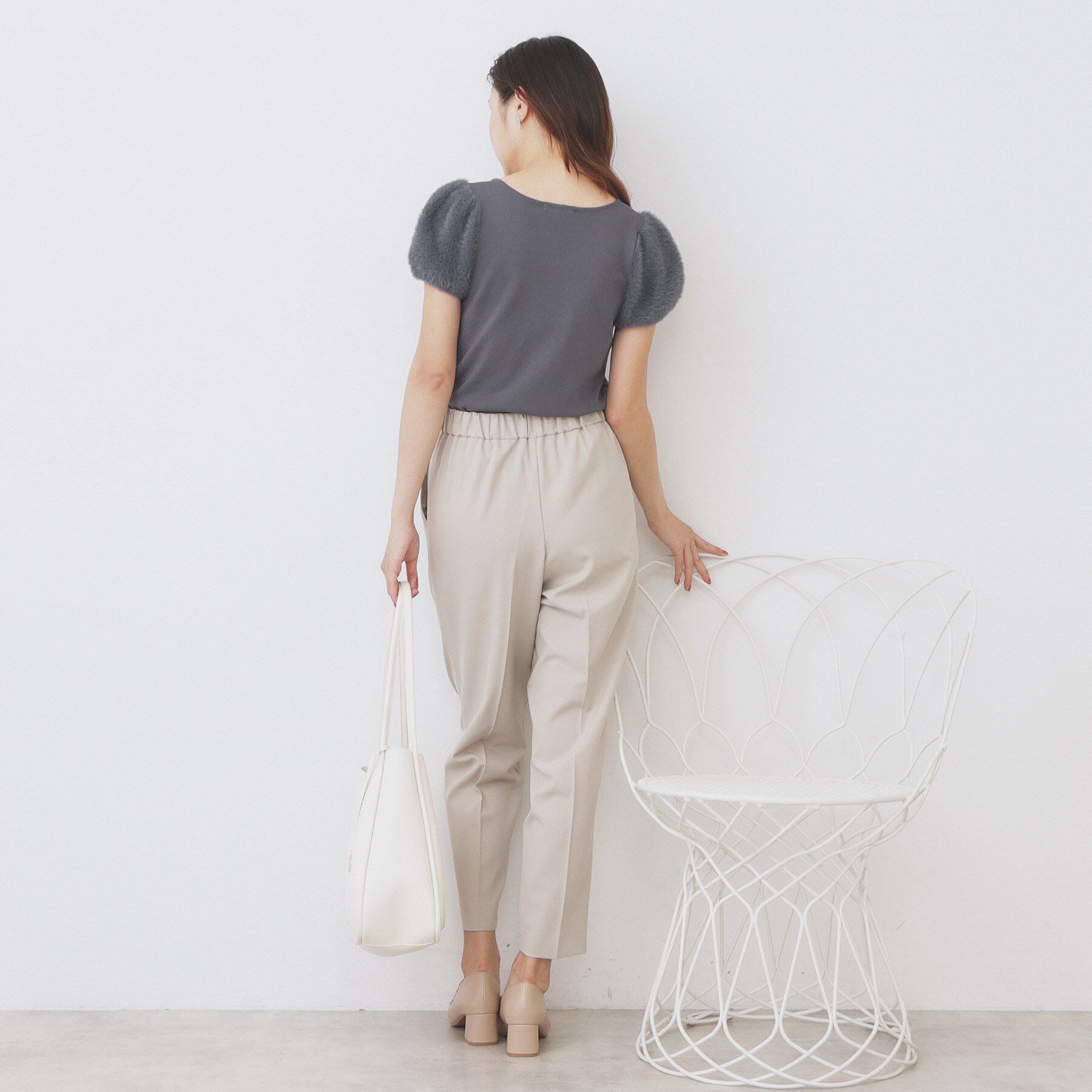 index「《6色展開》フェザーパフスリーブVネックニット【洗濯機洗い可】」|ニット・セーター|