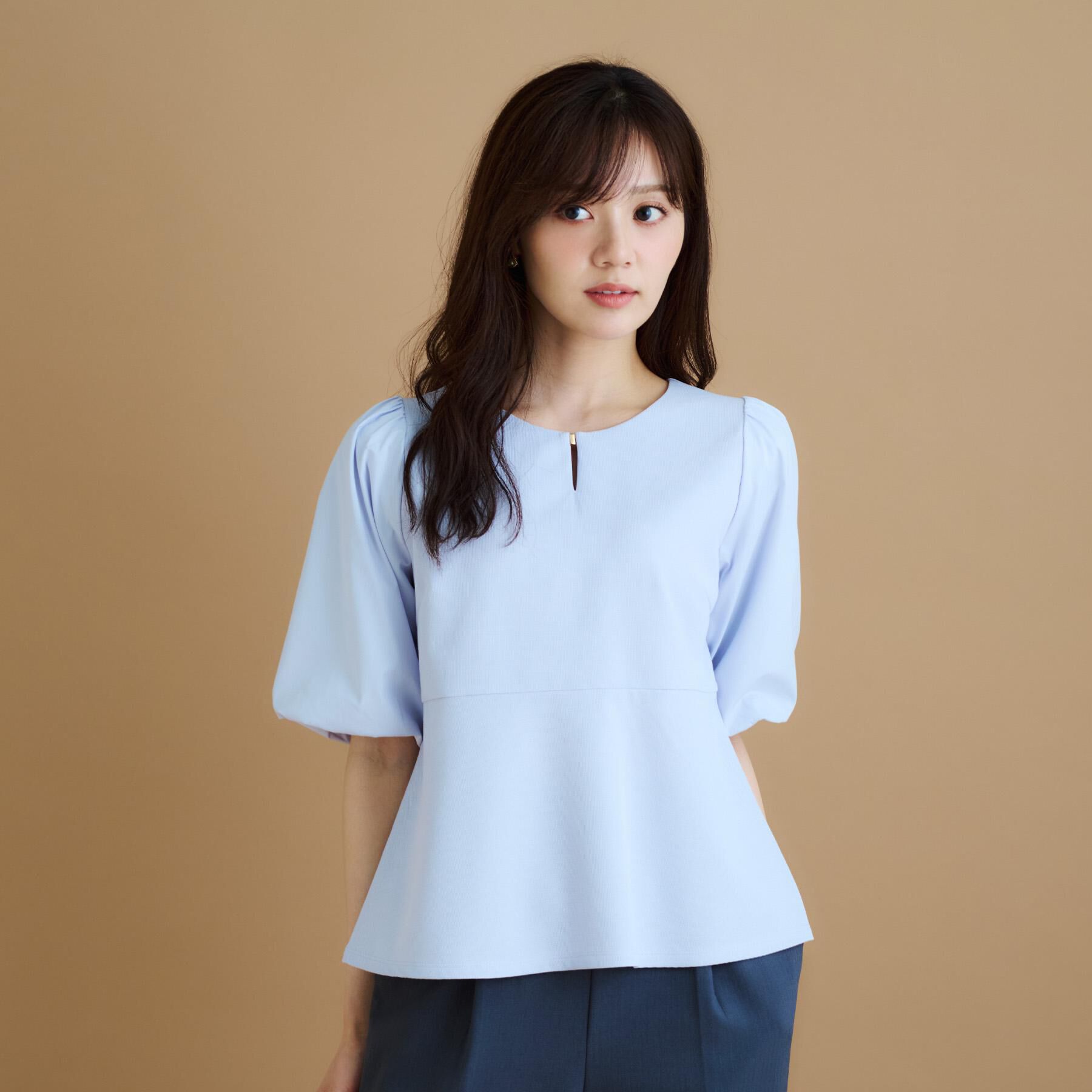 index「《S-LLサイズ》バルーンスリーブペプラムトップス【洗濯機洗い可/接触冷感/UVケア】」|Tシャツ・カットソー|
