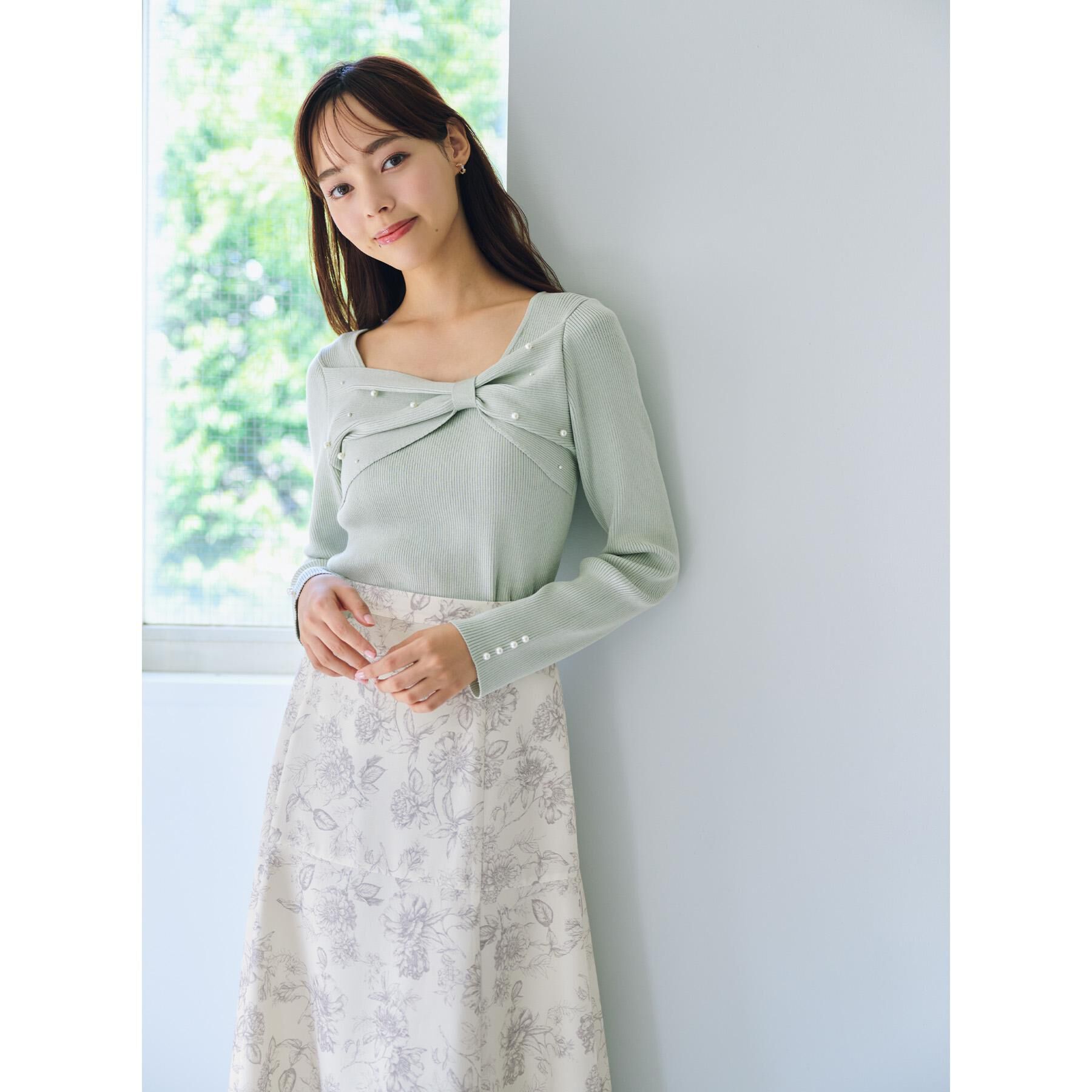 index「リボンパール調リブニット【洗濯機OK】」|ニット・セーター|