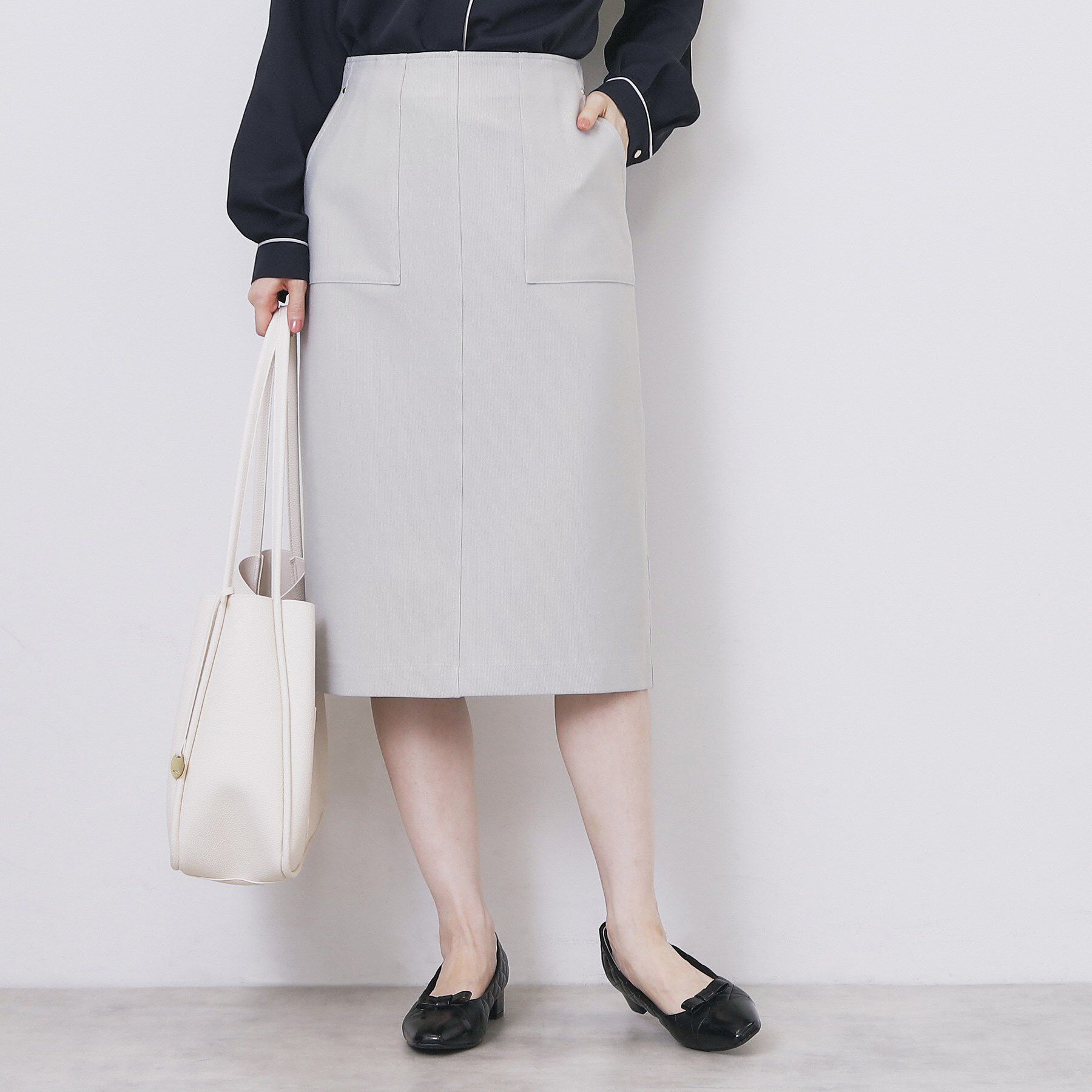 index「ストレッチタイトスカート【洗濯機OK/防シワ/抗ピル】《S～3L》」|スカート|サックスブルー(09