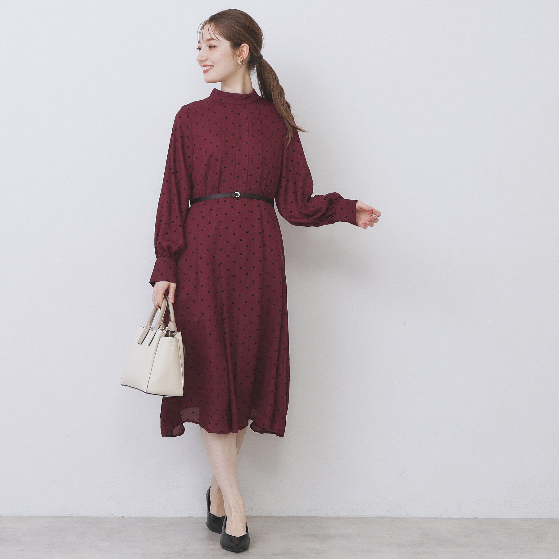 index「ドットデザインタックワンピース【洗濯機OK/イージーアイロン】」|ワンピース|