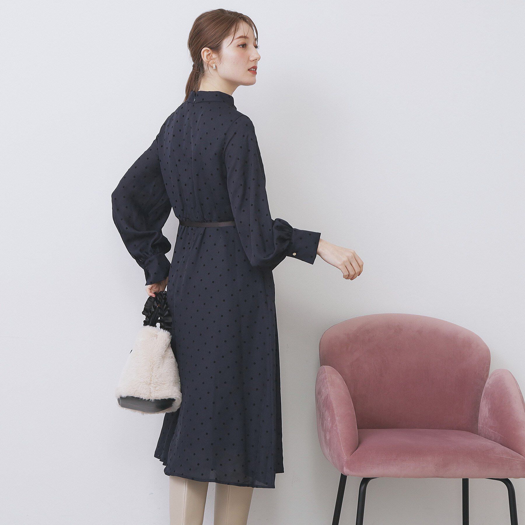 index「ドットデザインタックワンピース【洗濯機OK/イージーアイロン】」|ワンピース|