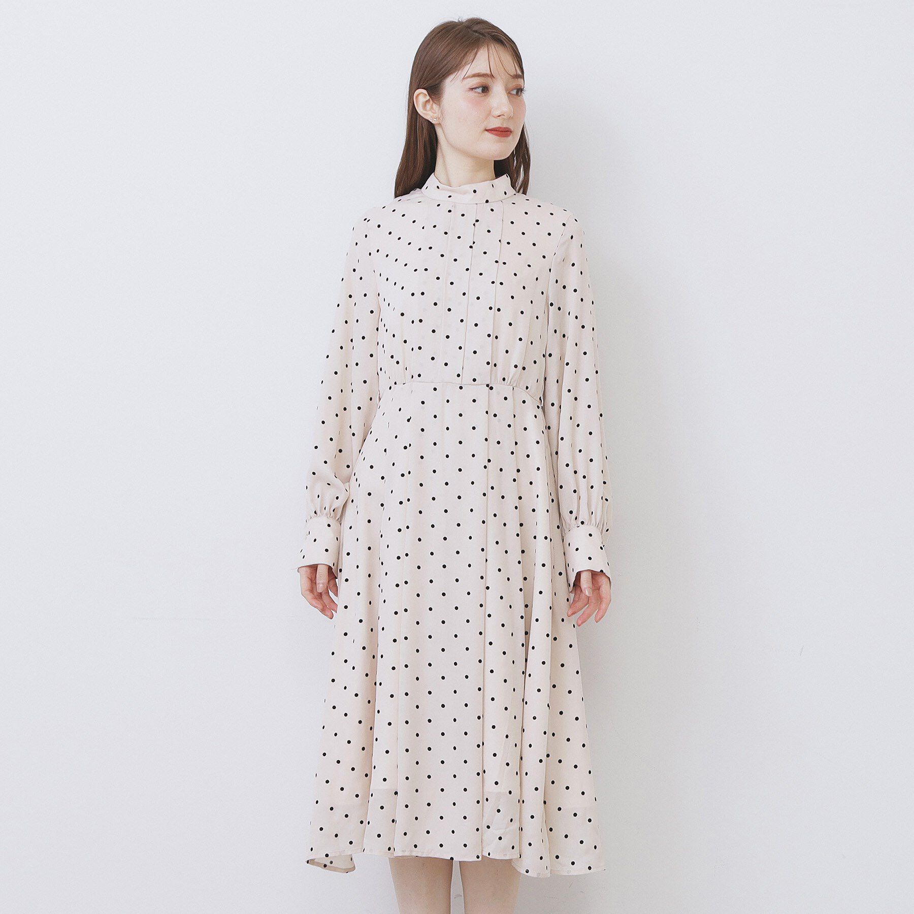 index「ドットデザインタックワンピース【洗濯機OK/イージーアイロン】」|ワンピース|