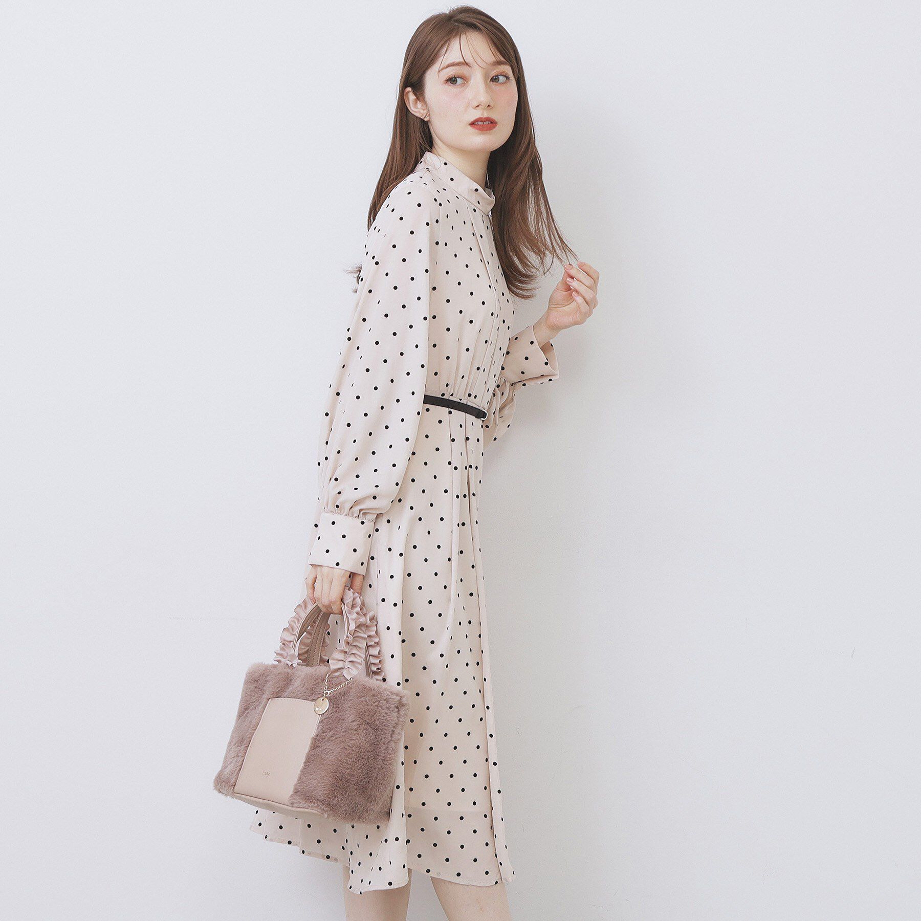 index「ドットデザインタックワンピース【洗濯機OK/イージーアイロン】」|ワンピース|