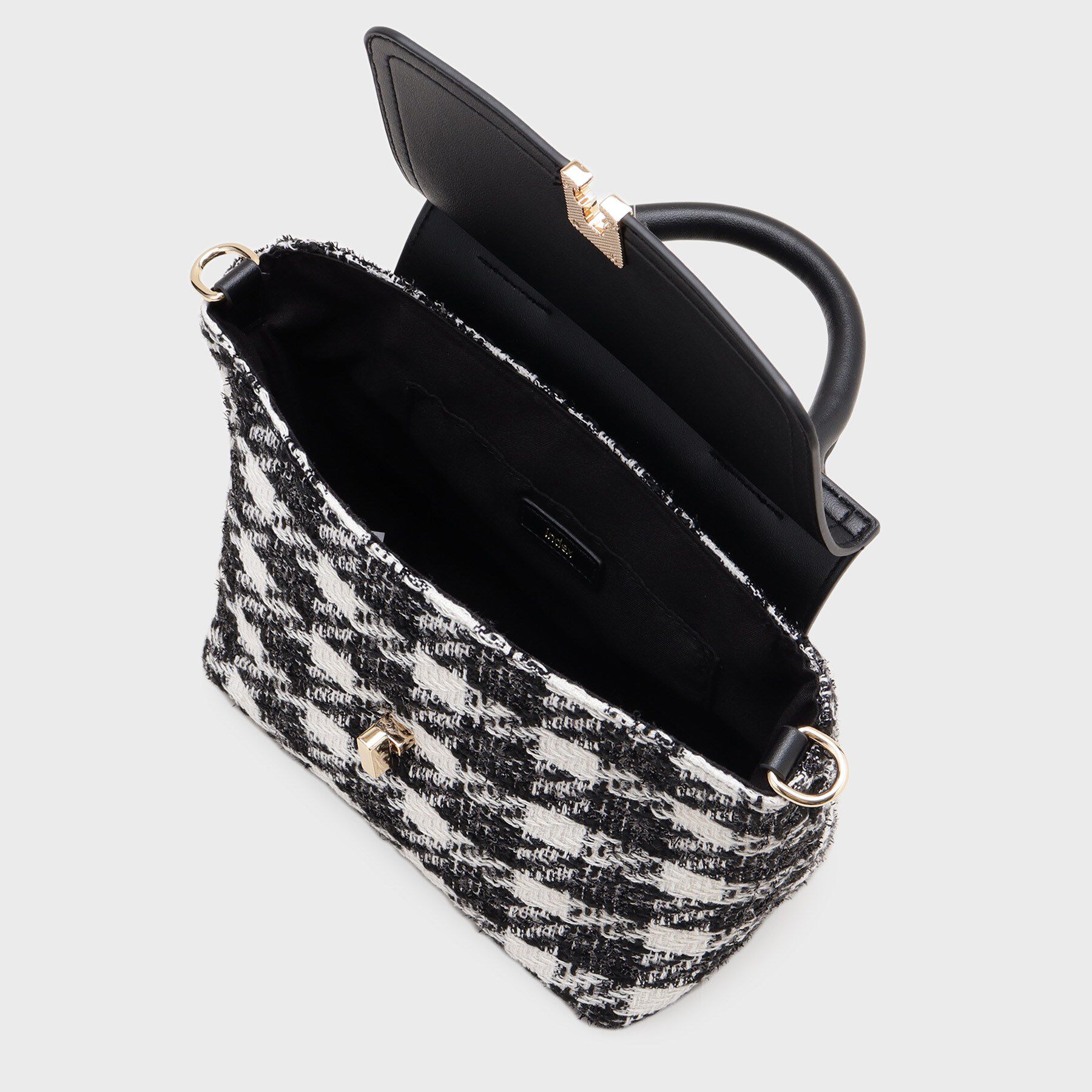 index「【2WAY】ラメツイードチェックコンビミドルハンドバッグ」|ハンドバッグ|