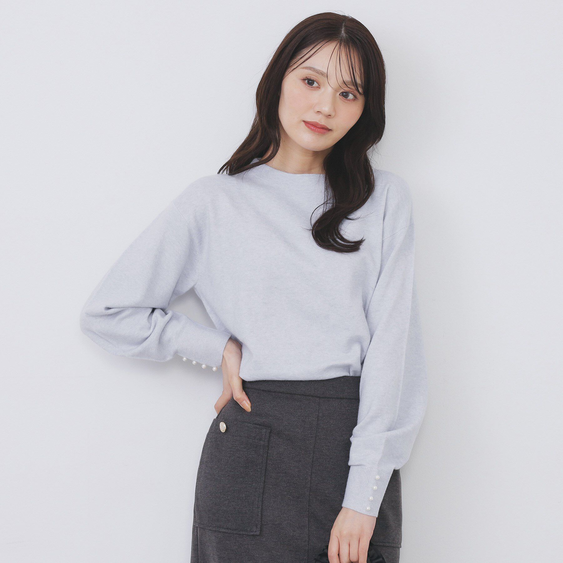 index「ふんわりボトルネックパフスリーブニット【洗濯機OK】」|ニット・セーター|