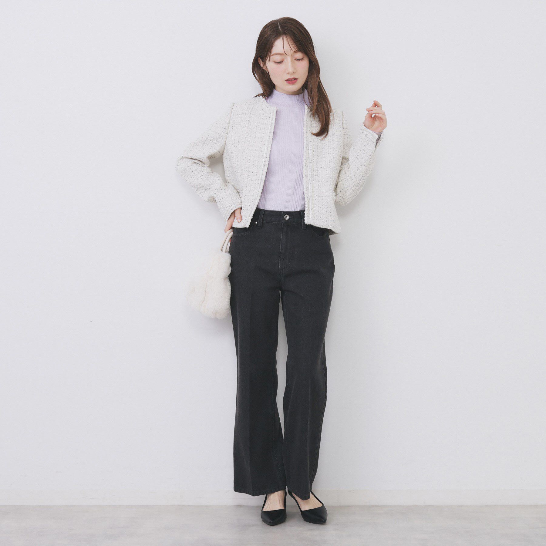 index「ランダムリブハイネックトップス【洗濯機OK/吸湿発熱】」|Tシャツ・カットソー|