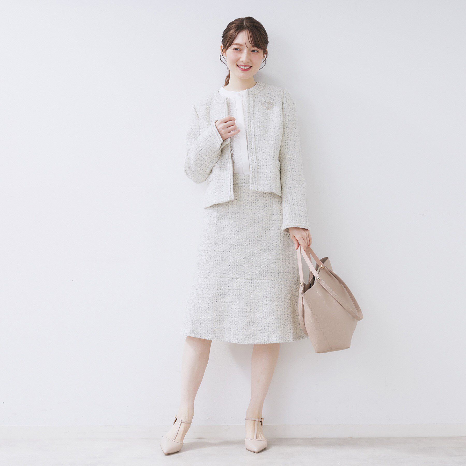 index「《通勤/セットアップ対応》ノーカラーツイードジャケット【洗濯機OK】」|ノーカラージャケット|