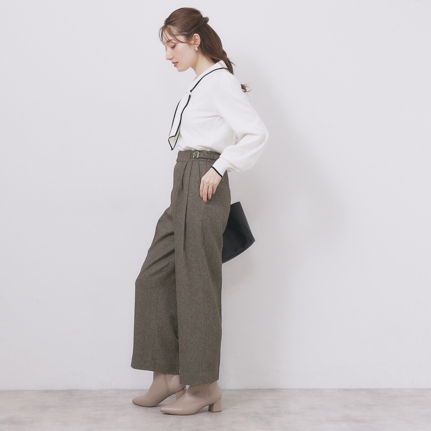 index「カルゼツイードストレッチワイドパンツ【洗濯機OK/防シワ/イージーアイロン/抗ピル】」|その他|