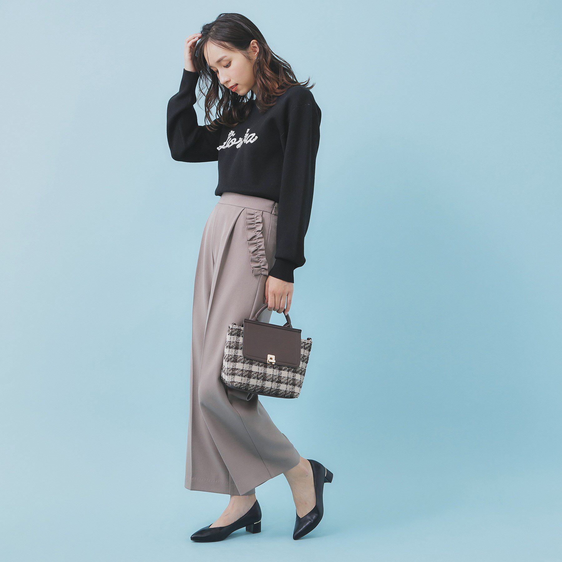 index「パール調ロゴクルーネックニット【洗濯機OK】」|ニット・セーター|