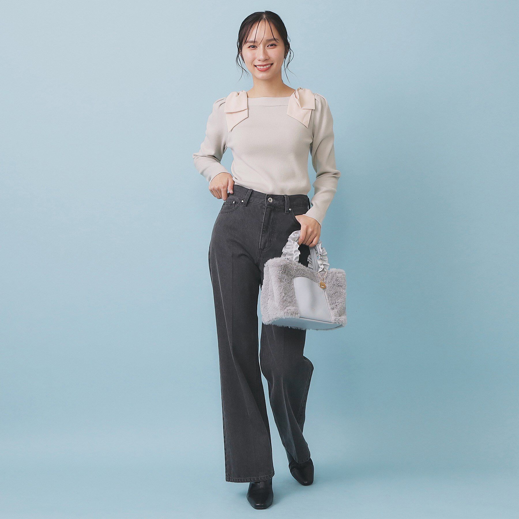 index「ショルダービッグリボンスクエアニット【洗濯機OK】」|ニット・セーター|