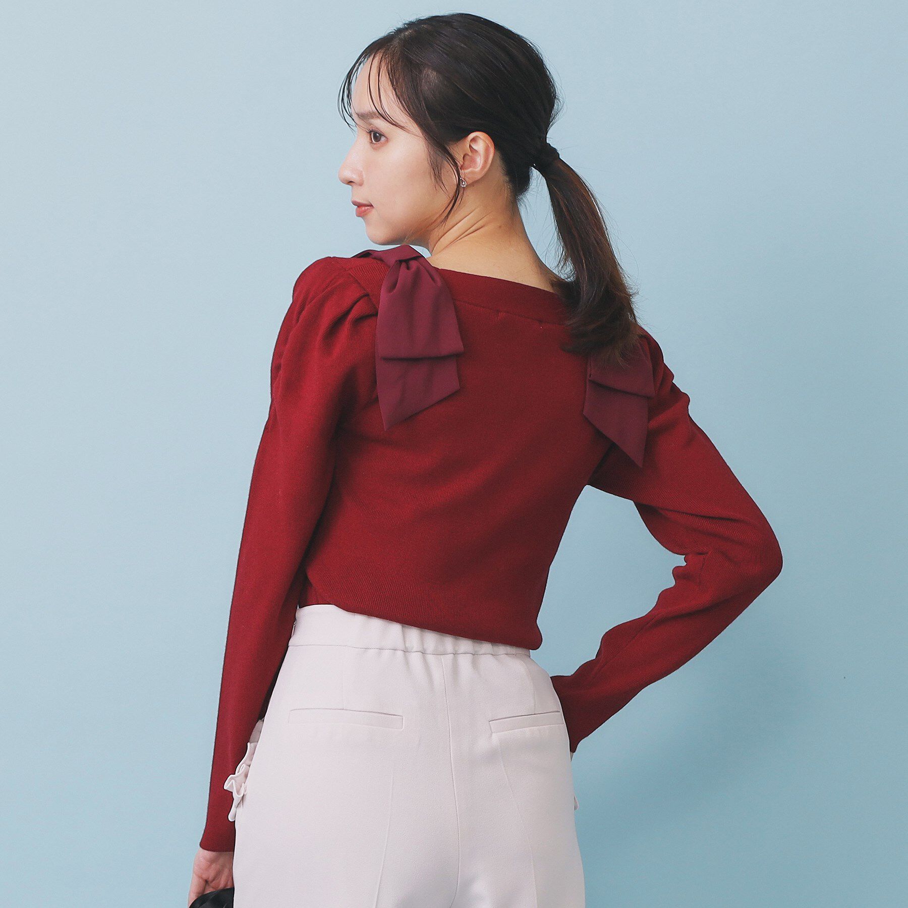 index「ショルダービッグリボンスクエアニット【洗濯機OK】」|ニット・セーター|