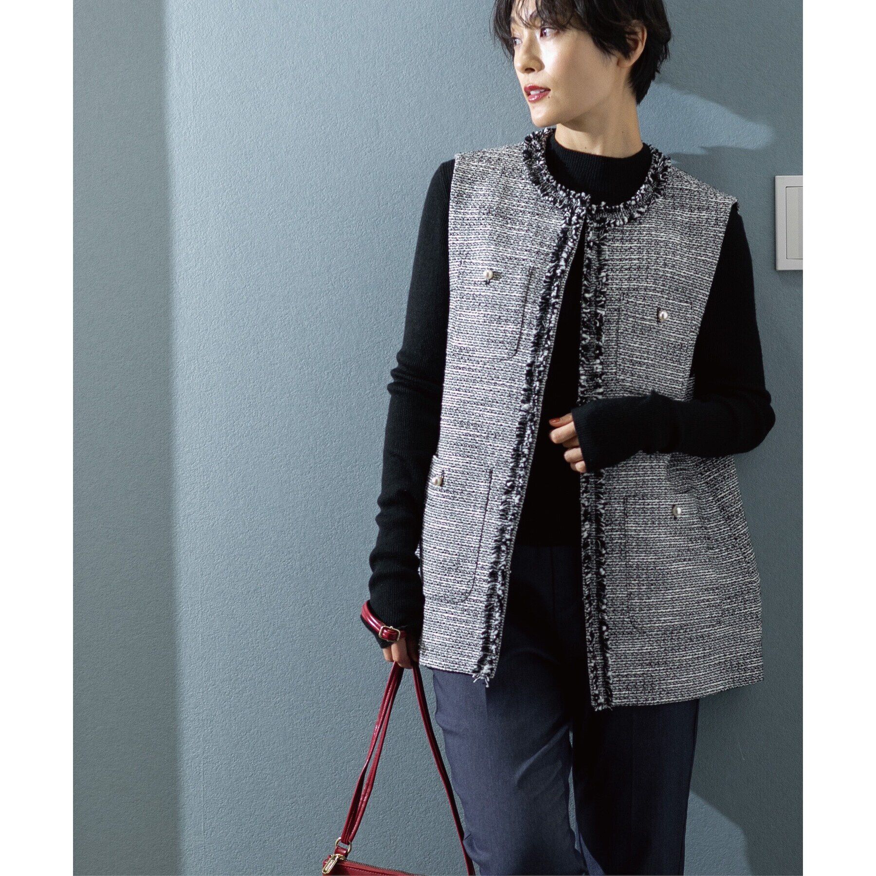 OPAQUE.CLIP「《通勤対応》コットンツイードジレ」|ベスト・ジレ|