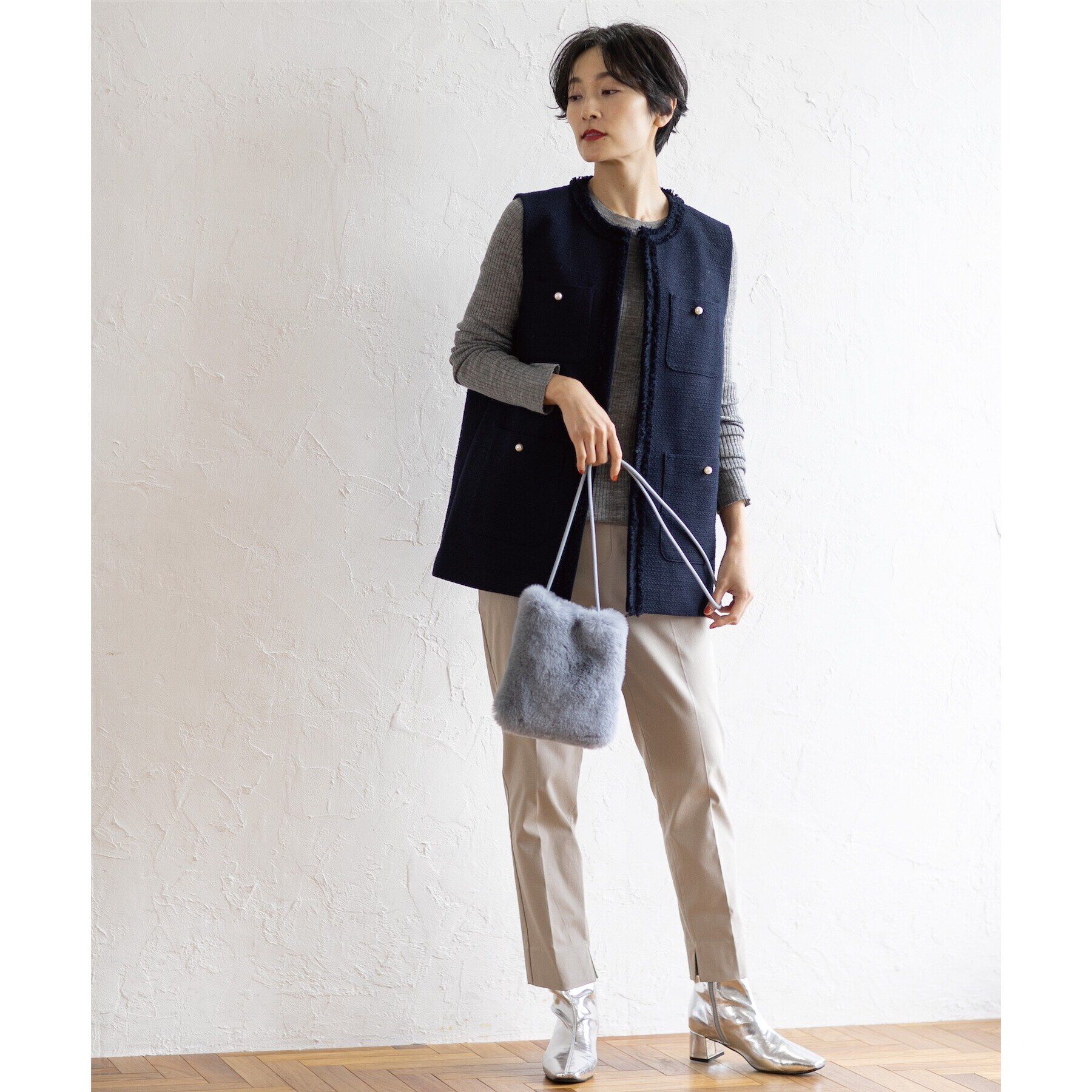 OPAQUE.CLIP「《通勤対応》コットンツイードジレ」|ベスト・ジレ|