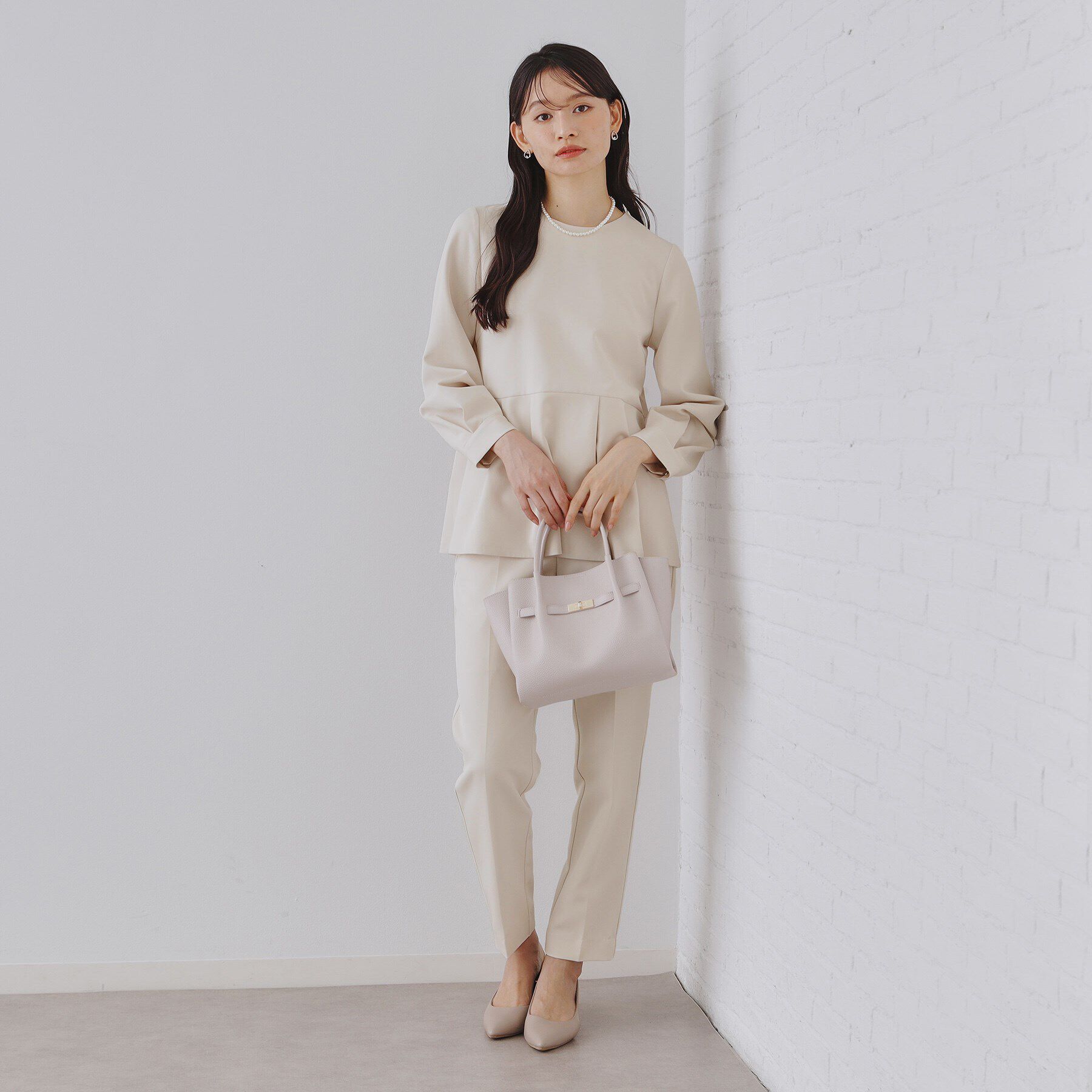 OPAQUE.CLIP「《通勤/セットアップ対応》ペプラムブラウス/ダブルクロス【洗濯機洗い可】」|シャツ・ブラウス|