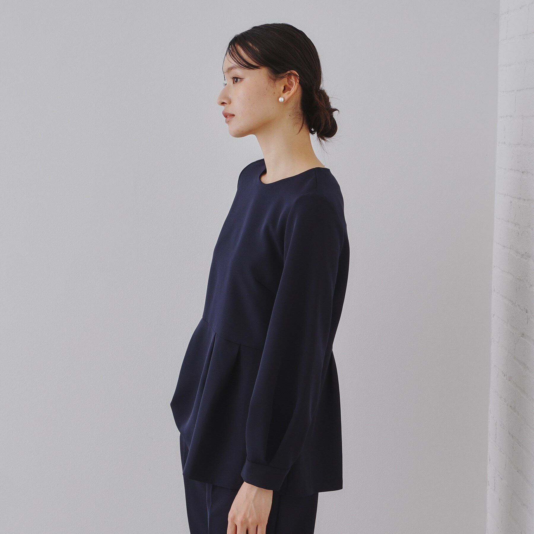 OPAQUE.CLIP「《通勤/セットアップ対応》ペプラムブラウス/ダブルクロス【洗濯機洗い可】」|シャツ・ブラウス|