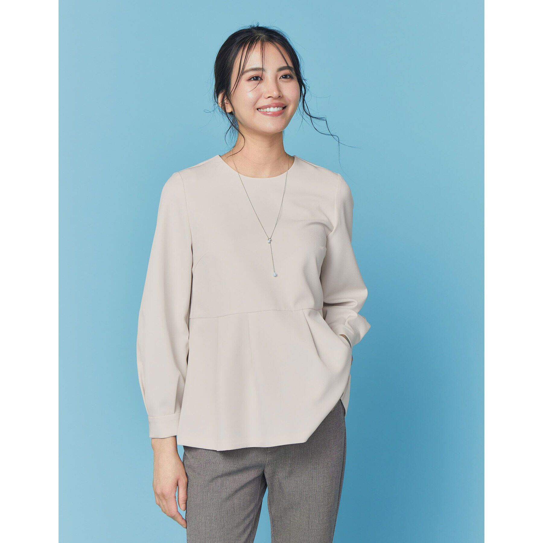 OPAQUE.CLIP「《通勤/セットアップ対応》ペプラムブラウス/ダブルクロス【洗濯機洗い可】」|シャツ・ブラウス|