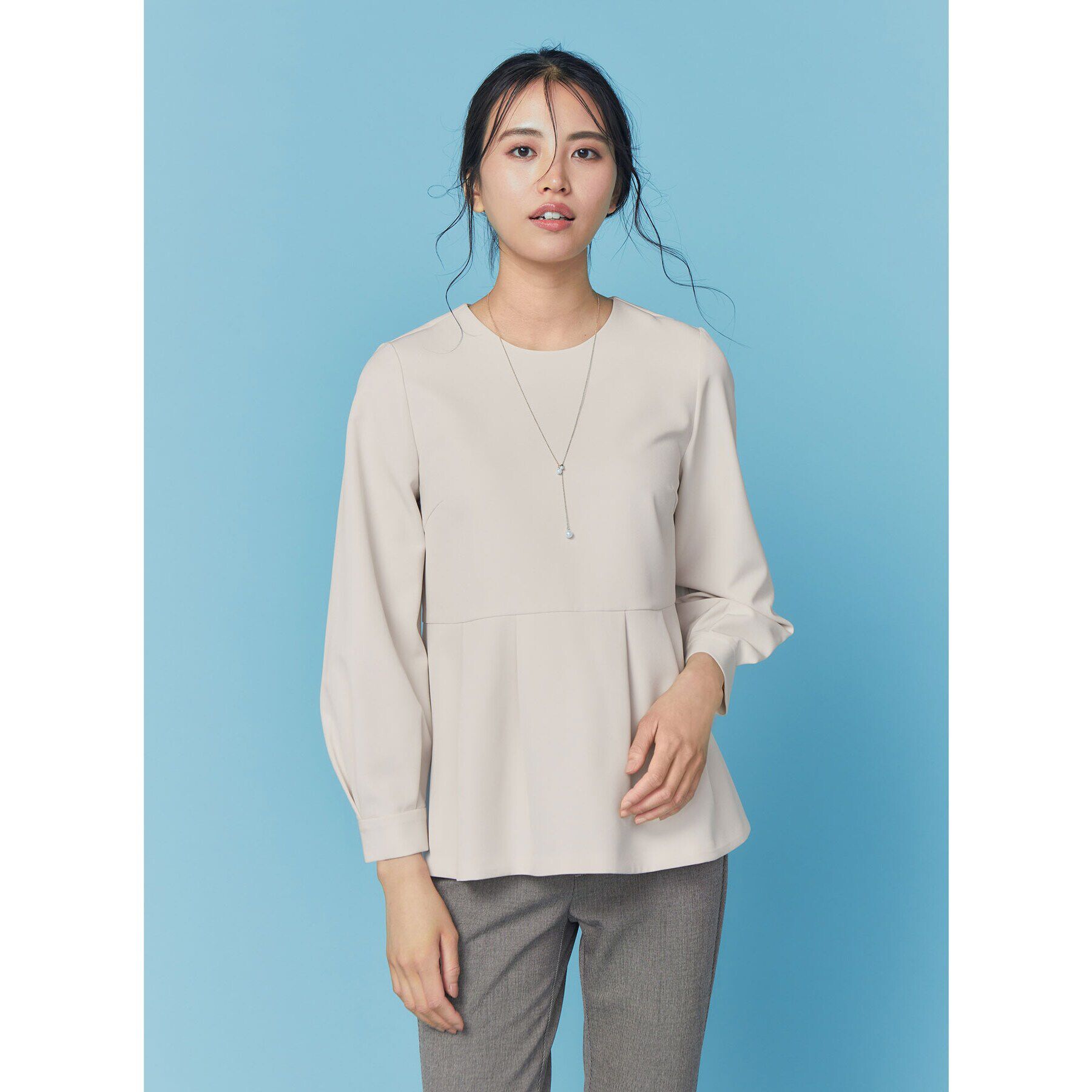 OPAQUE.CLIP「《通勤/セットアップ対応》ペプラムブラウス/ダブルクロス【洗濯機洗い可】」|シャツ・ブラウス|