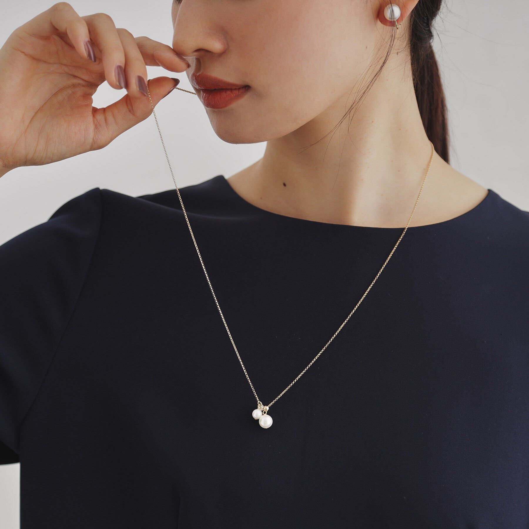 OPAQUE.CLIP「【長さ調節可能】フェイクパールスライドネックレス」|ネックレス|