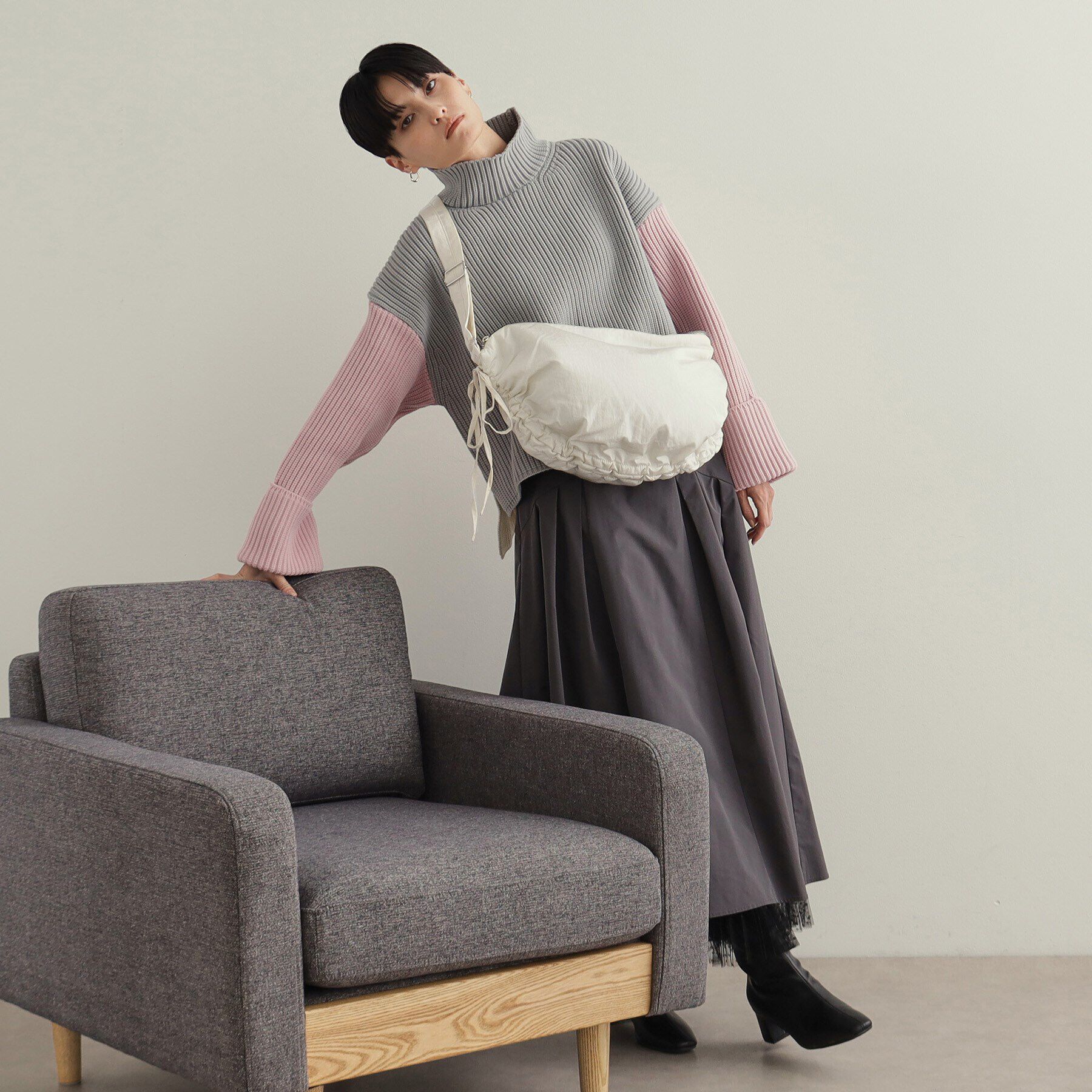 OPAQUE.CLIP「【2WAY/軽量】サイドドロストムーンミドルショルダー」|ショルダー・メッセンジャー|