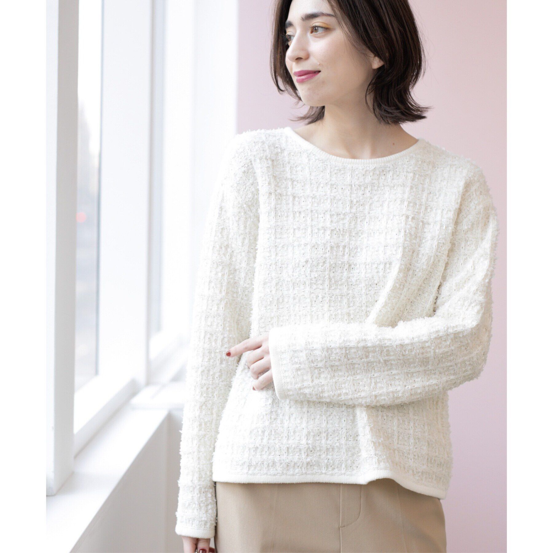 OPAQUE.CLIP「ツイードライクニット【洗濯機洗い可】」|ニット・セーター|