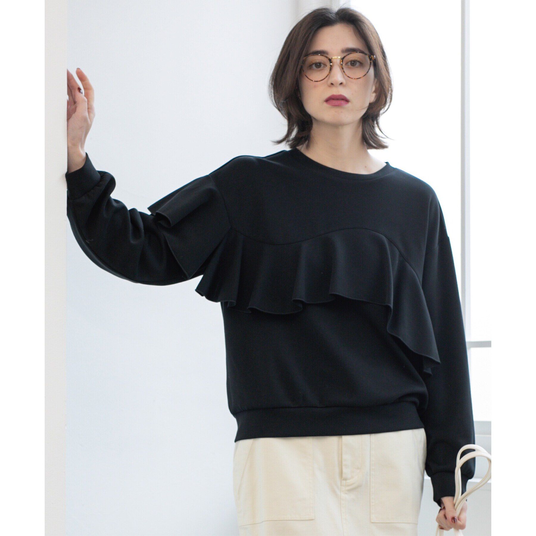 OPAQUE.CLIP「フリルアシメトップス【洗濯機洗い可】」|Tシャツ・カットソー|