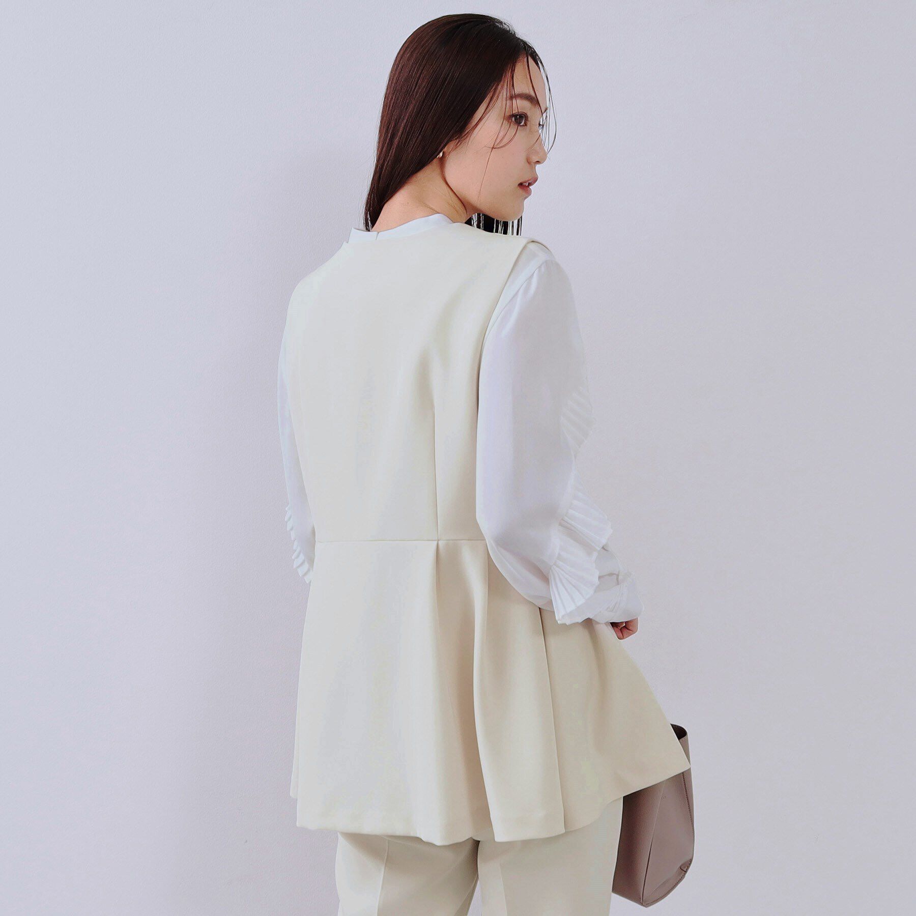 OPAQUE.CLIP「《通勤対応/セットアップ対応》ペプラムジレ【洗濯機洗い可】」|ベスト・ジレ|