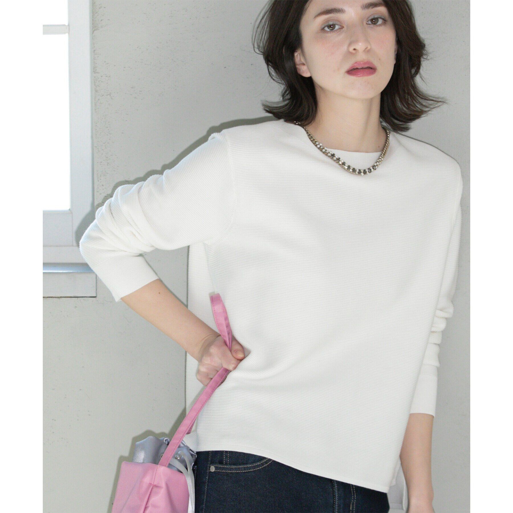 OPAQUE.CLIP「ボートネックニット/オーガニックコットン混【UV/洗濯機洗い可】」|ニット・セーター|