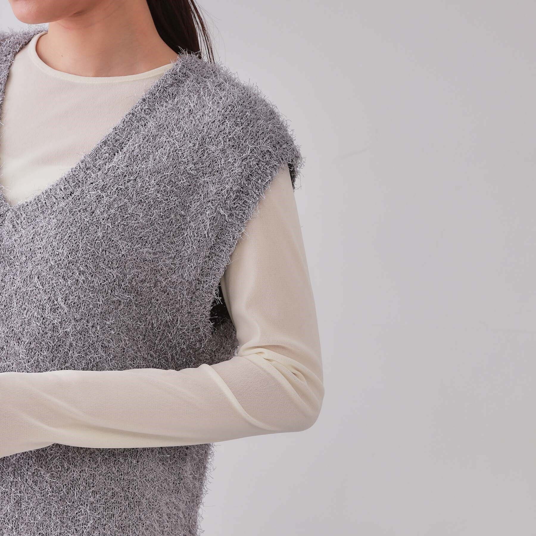 OPAQUE.CLIP「《andGIRL掲載》ラメシャギーニットベスト【洗濯機洗い可/抗ピル】」|ベスト・ジレ|