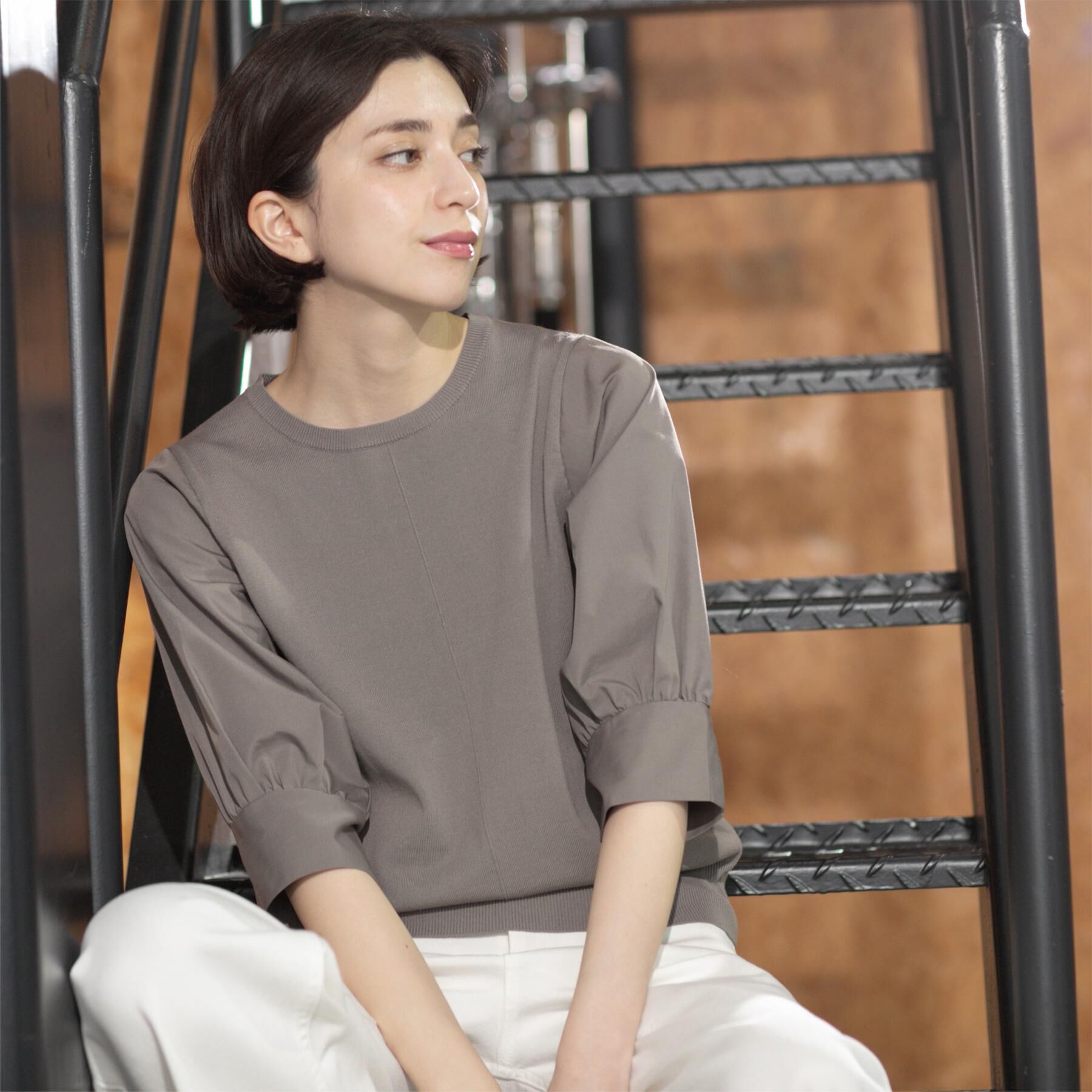 OPAQUE.CLIP「フハクスリーブドッキングニット【洗濯機洗い可】」|ニット・セーター|