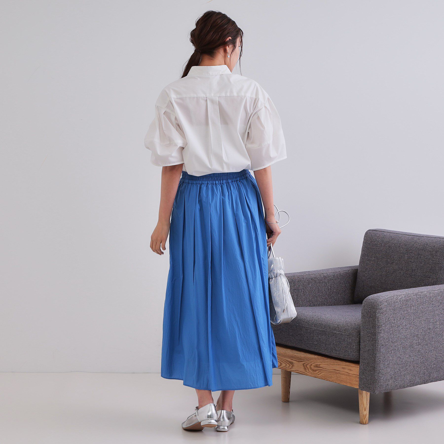 OPAQUE.CLIP「シアーヴィンテージイージーフレアスカート【洗濯機洗い可】」|スカート|