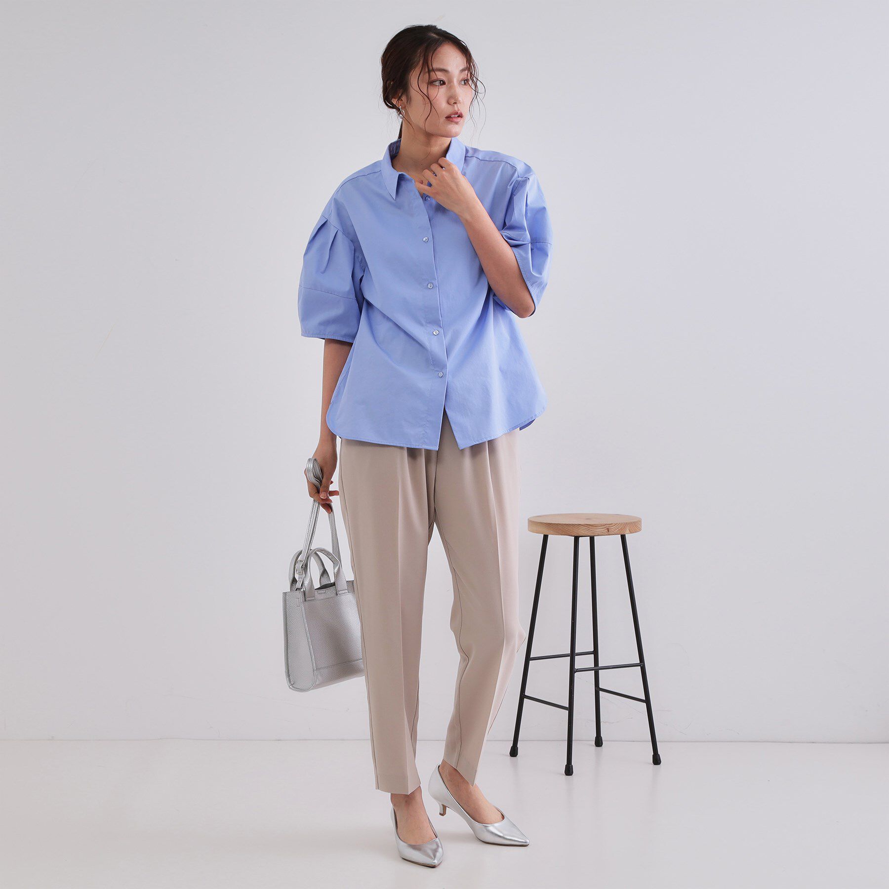 OPAQUE.CLIP「《美人百花掲載》ランタンスリーブシャツ【洗濯機洗い可】」|シャツ・ブラウス|