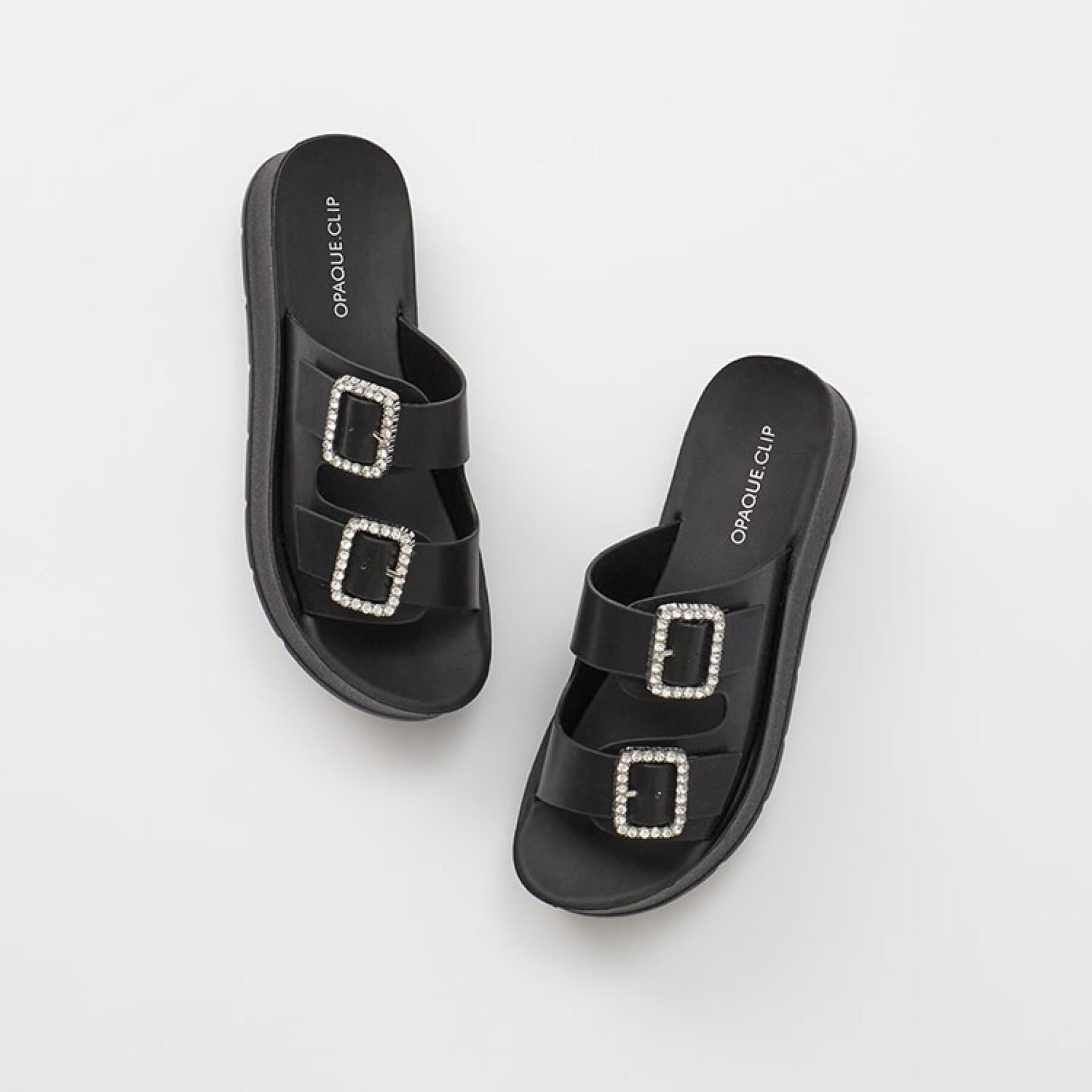 OPAQUE.CLIP「ビジューバックルダブルベルトサンダル」|サンダル|