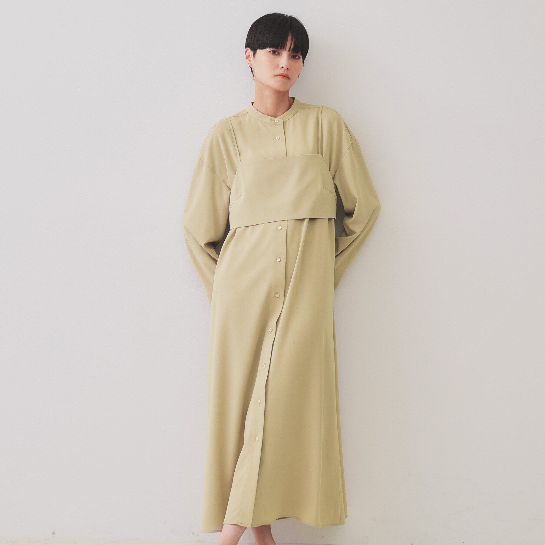 OPAQUE.CLIP「《andGIRL掲載》ビスチェセットシャツワンピース【洗濯機洗い可】」|ワンピース|ベージュ(052)