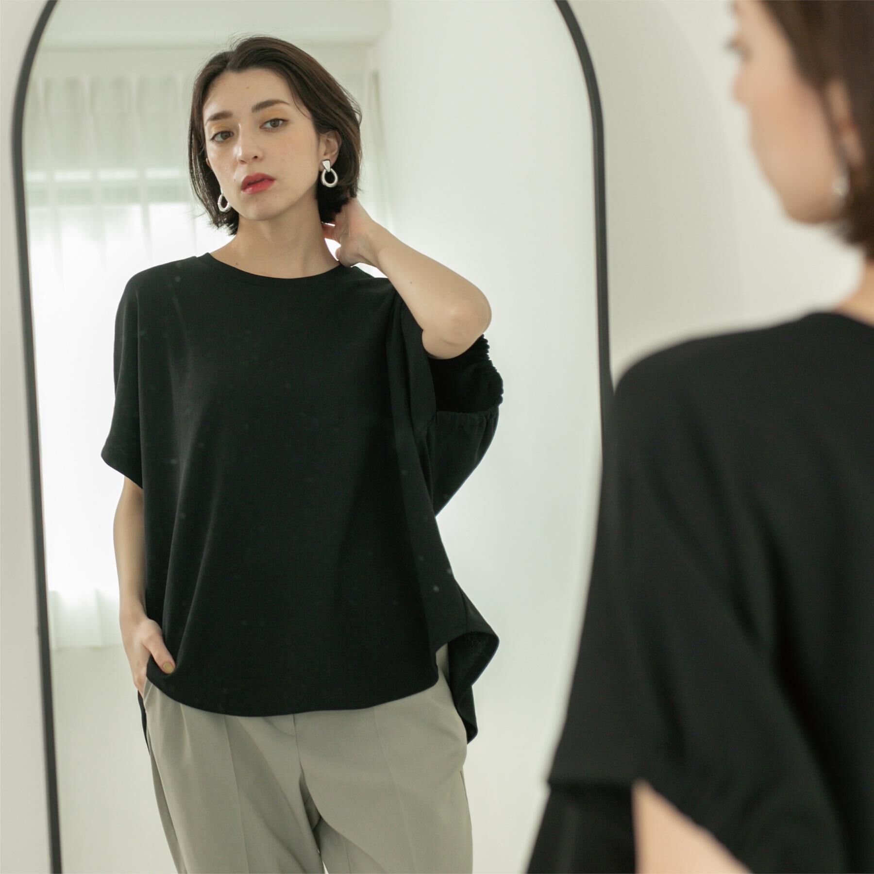 OPAQUE.CLIP「リラクシードルマンスリーブトップス【UV/吸水速乾/洗濯機洗い可】」|Tシャツ・カットソー|