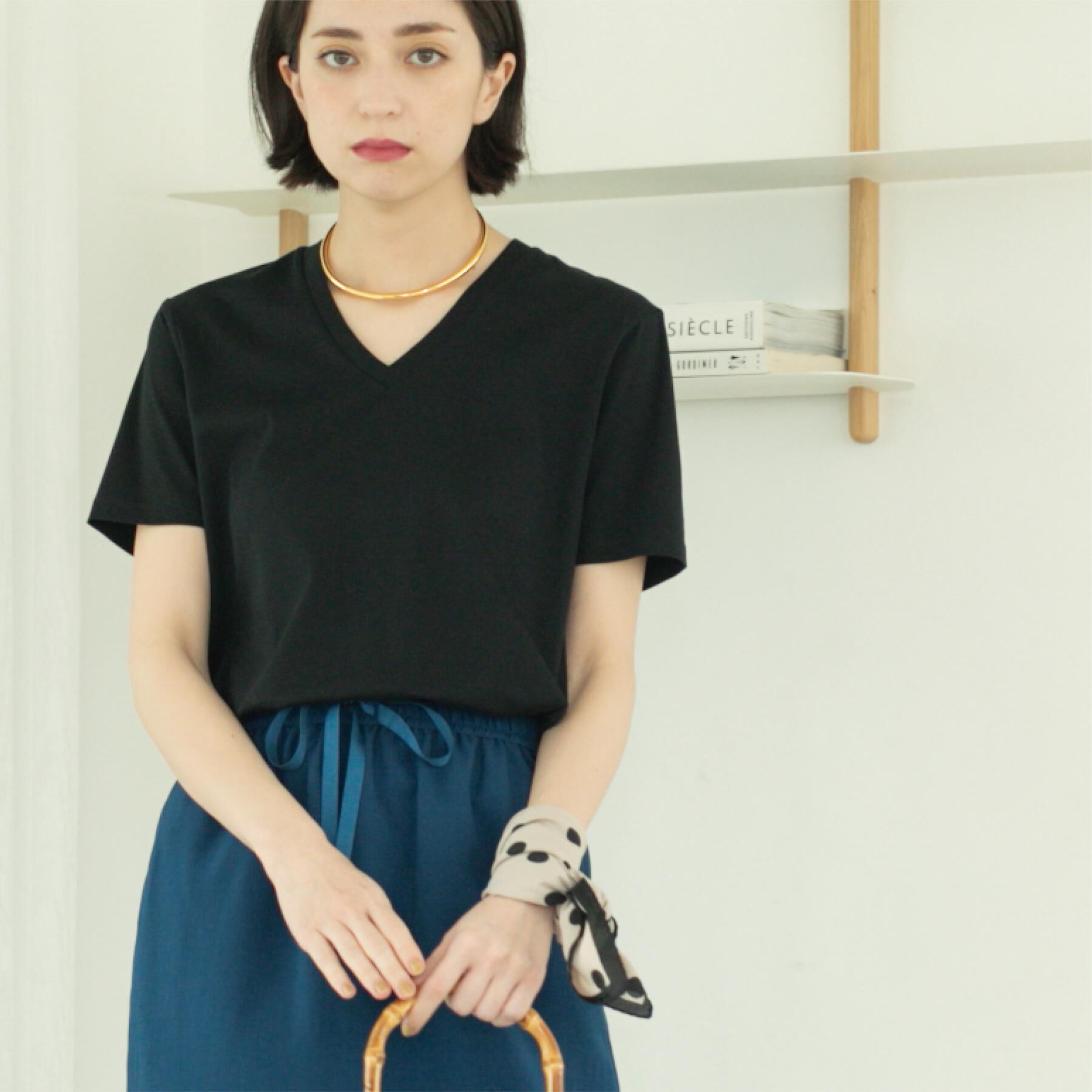 OPAQUE.CLIP「《5色展開/SS-LLサイズ》VネックベーシックTシャツ【接触冷感/洗濯機洗い可】」|Tシャツ・カットソー|