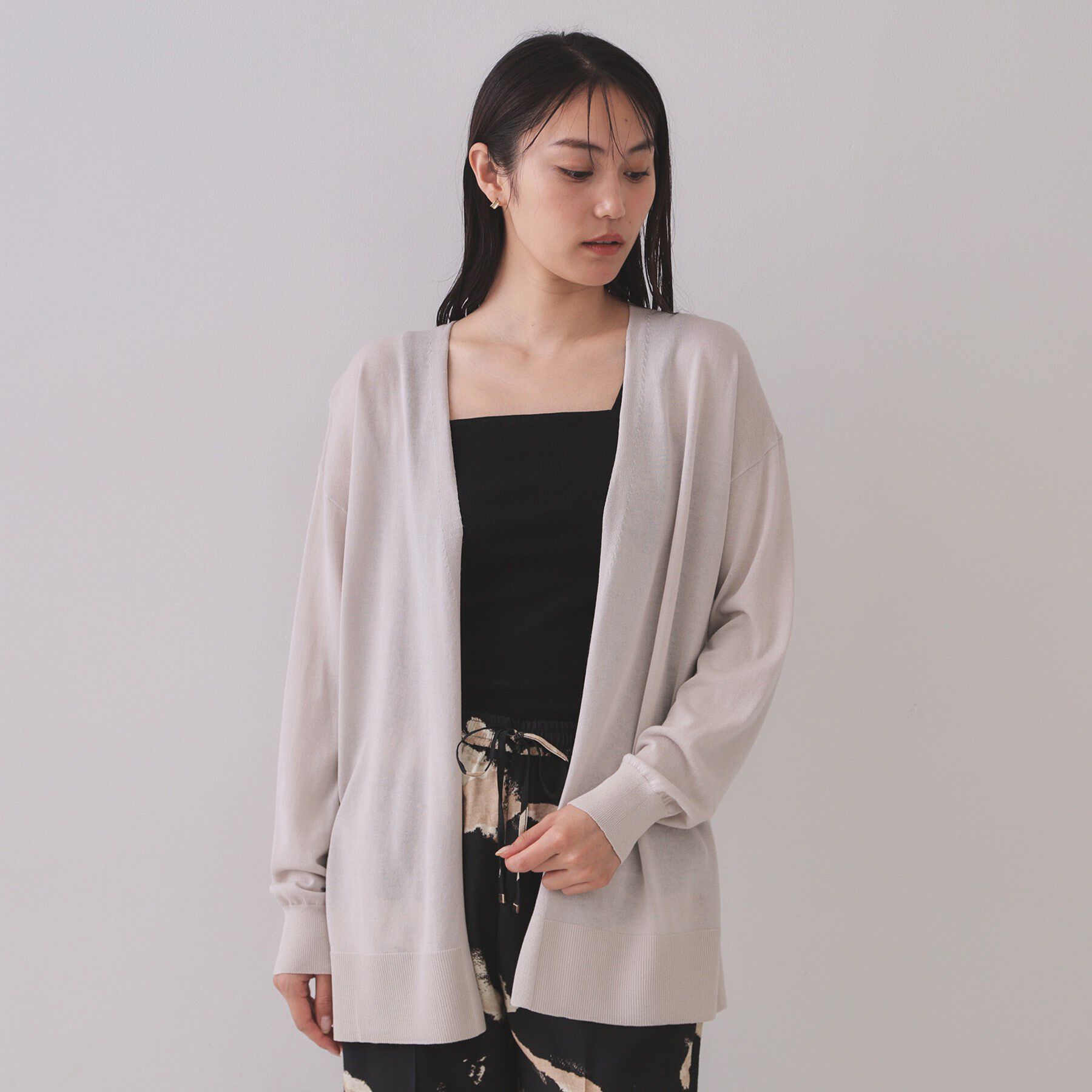 OPAQUE.CLIP「ミドル丈ニットカーディガン【抗ピル/洗濯機洗い可/接触冷感】」|カーディガン|