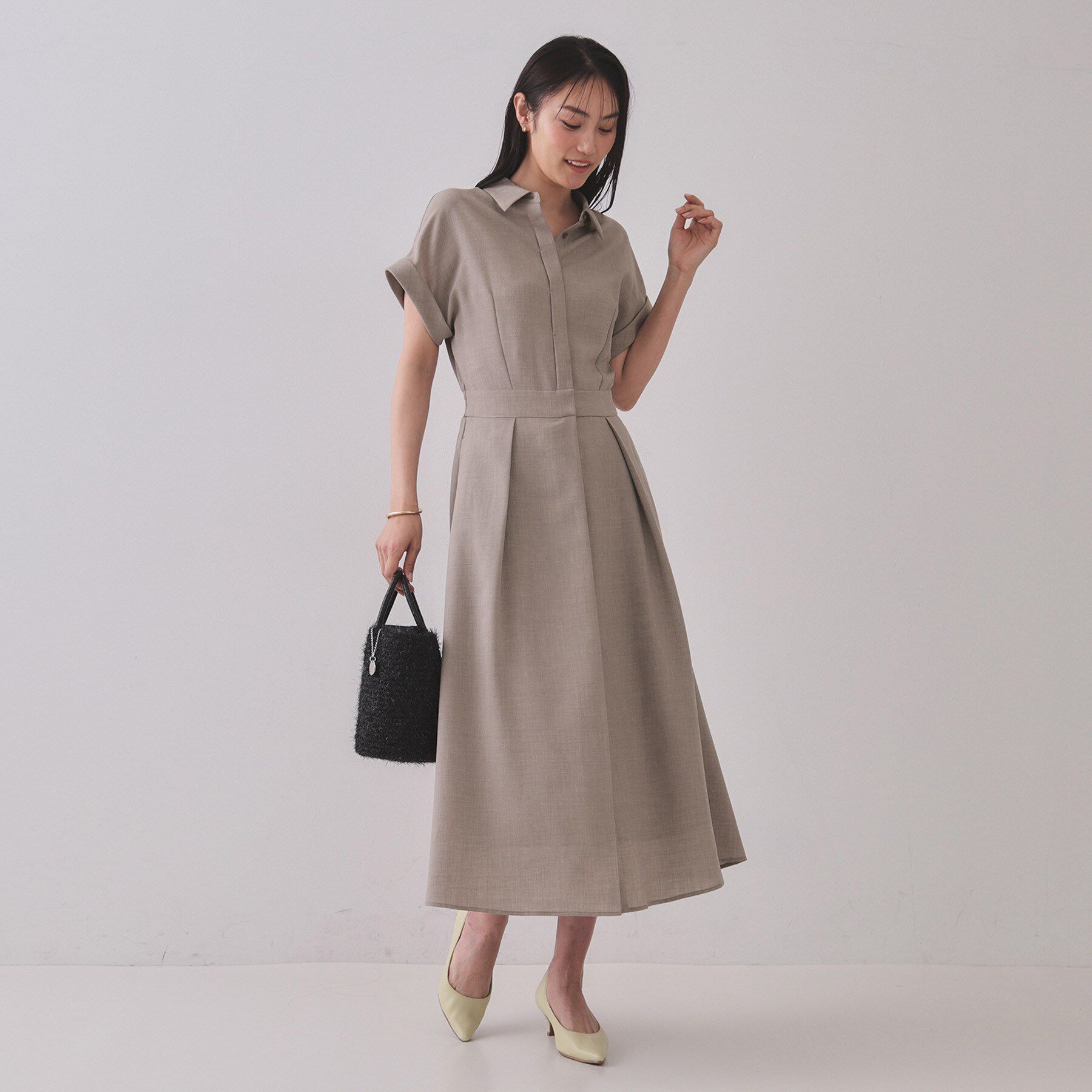 OPAQUE.CLIP「リネンライクシャツワンピース【洗濯機洗い可/吸水速乾/接触冷感】」|ワンピース|