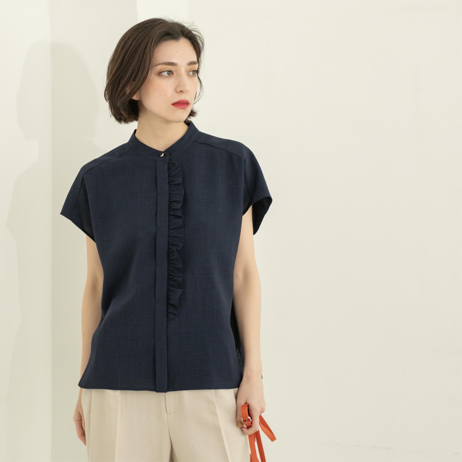 OPAQUE.CLIP「リネンライクフロントフリルブラウス【洗濯機洗い可/吸水速乾/接触冷感】」|シャツ・ブラウス|