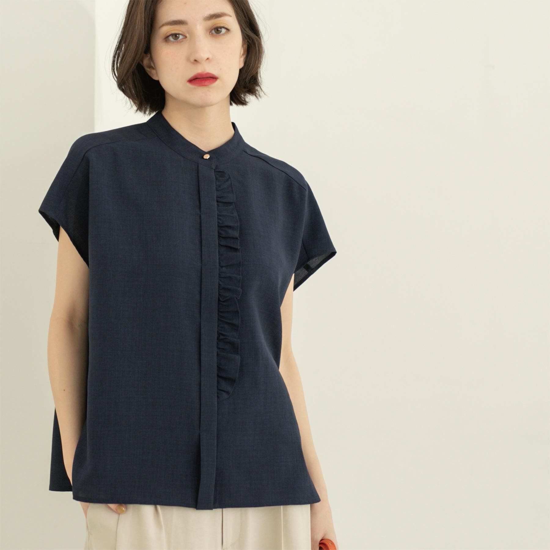 OPAQUE.CLIP「リネンライクフロントフリルブラウス【洗濯機洗い可/吸水速乾/接触冷感】」|シャツ・ブラウス|