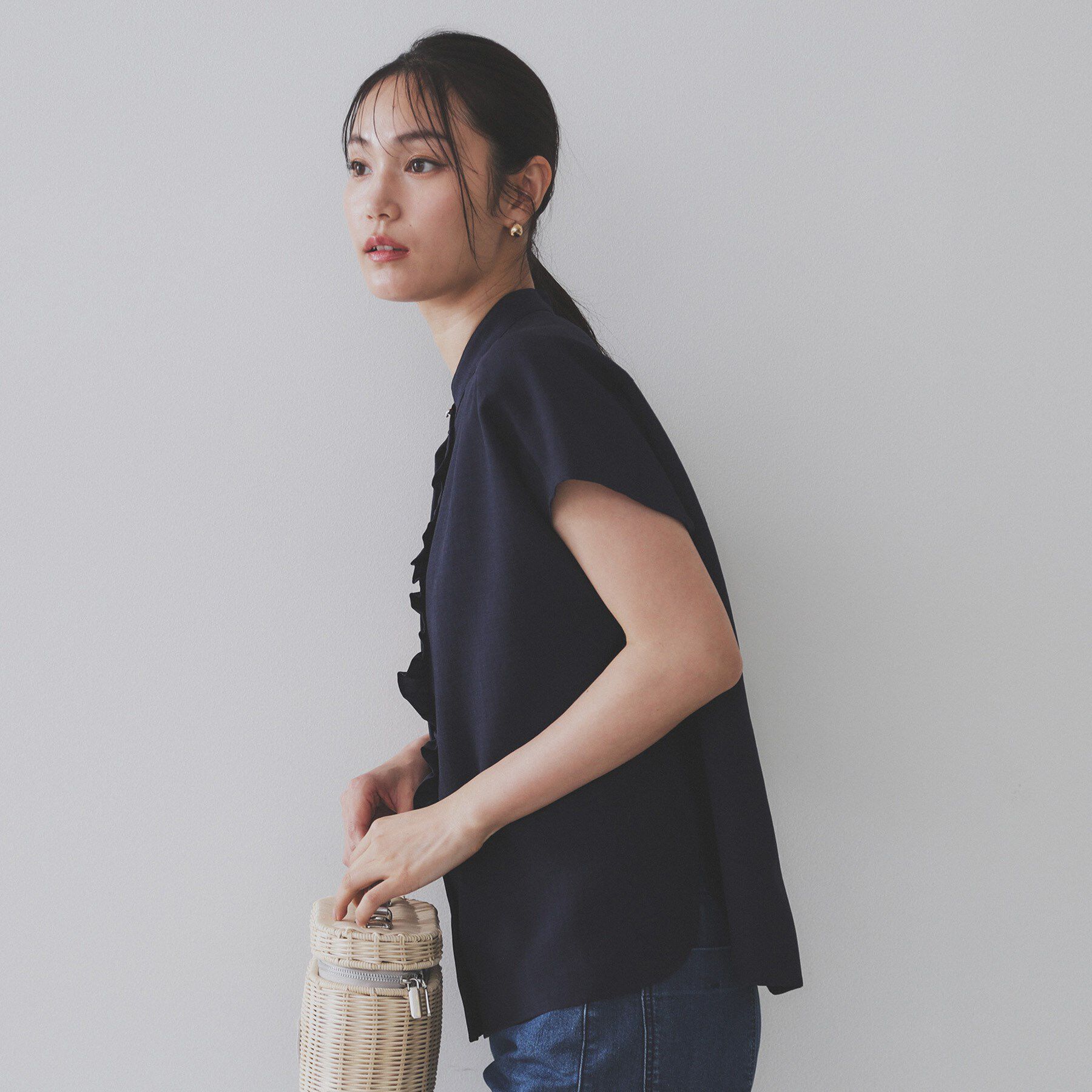 OPAQUE.CLIP「リネンライクフロントフリルブラウス【洗濯機洗い可/吸水速乾/接触冷感】」|シャツ・ブラウス|