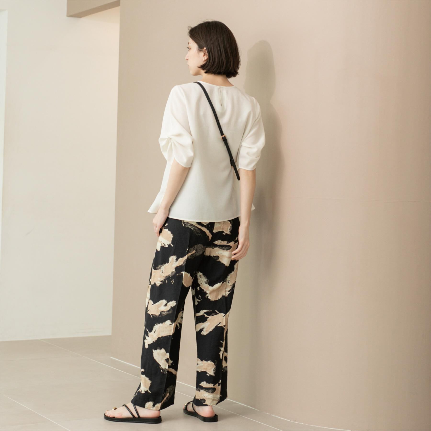 OPAQUE.CLIP「リネンライクタックスリーブブラウス【洗濯機洗い可/吸水速乾/接触冷感】」|シャツ・ブラウス|