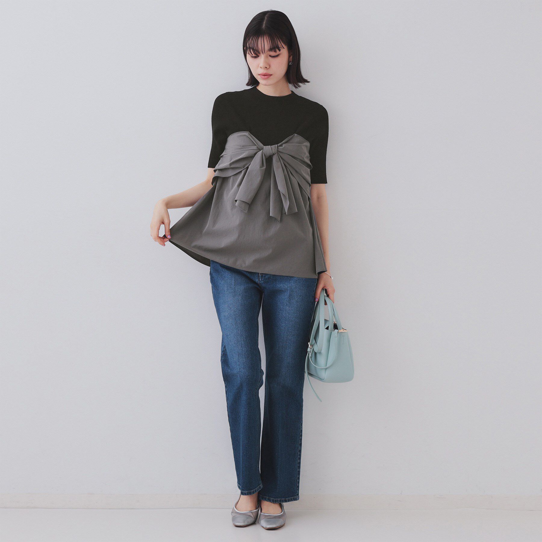 OPAQUE.CLIP「リボンビスチェドッキングニット【洗濯機洗い可】」|ニット・セーター|