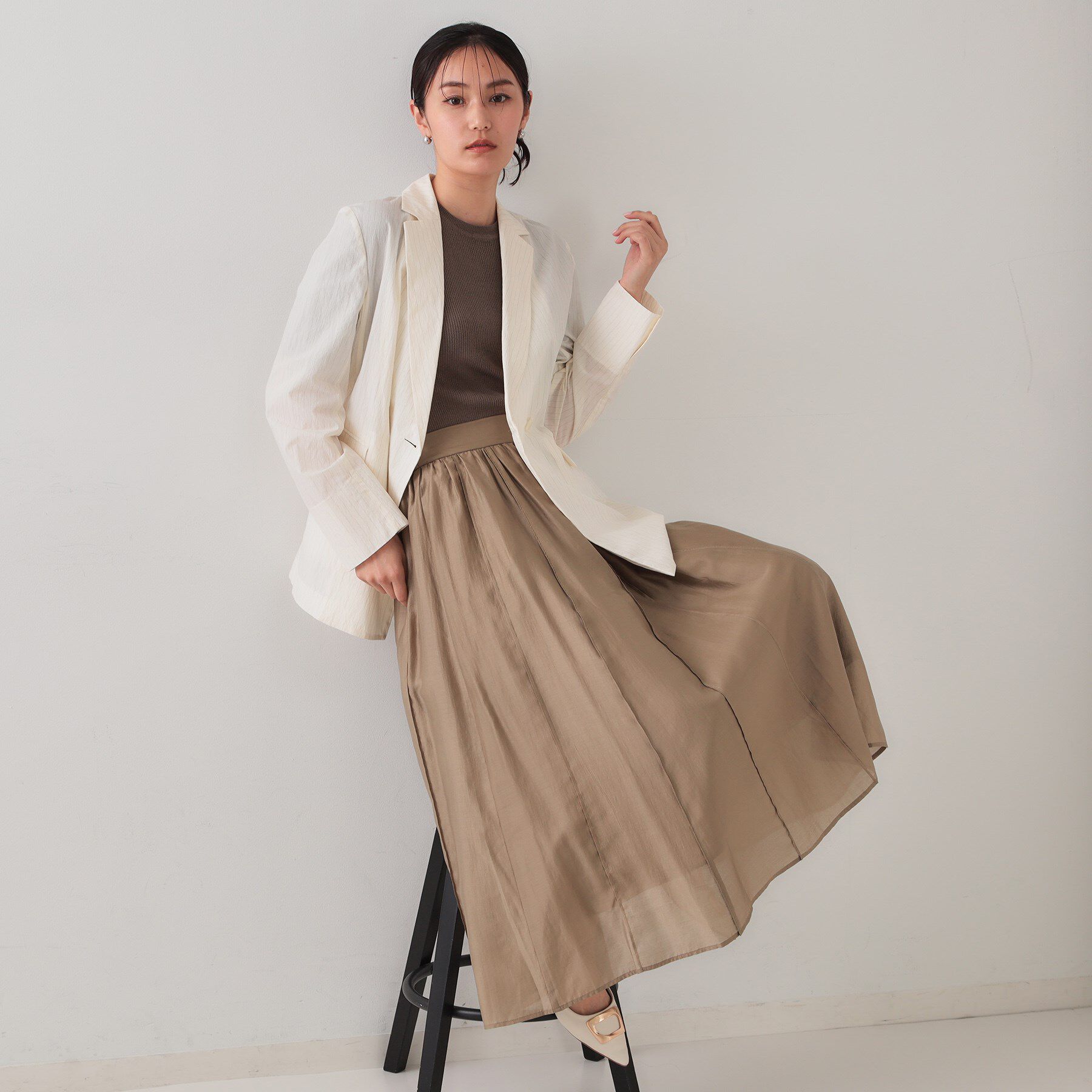 OPAQUE.CLIP「シアーストライプテーラードジャケット【洗濯機洗い可】」|テーラードジャケット|