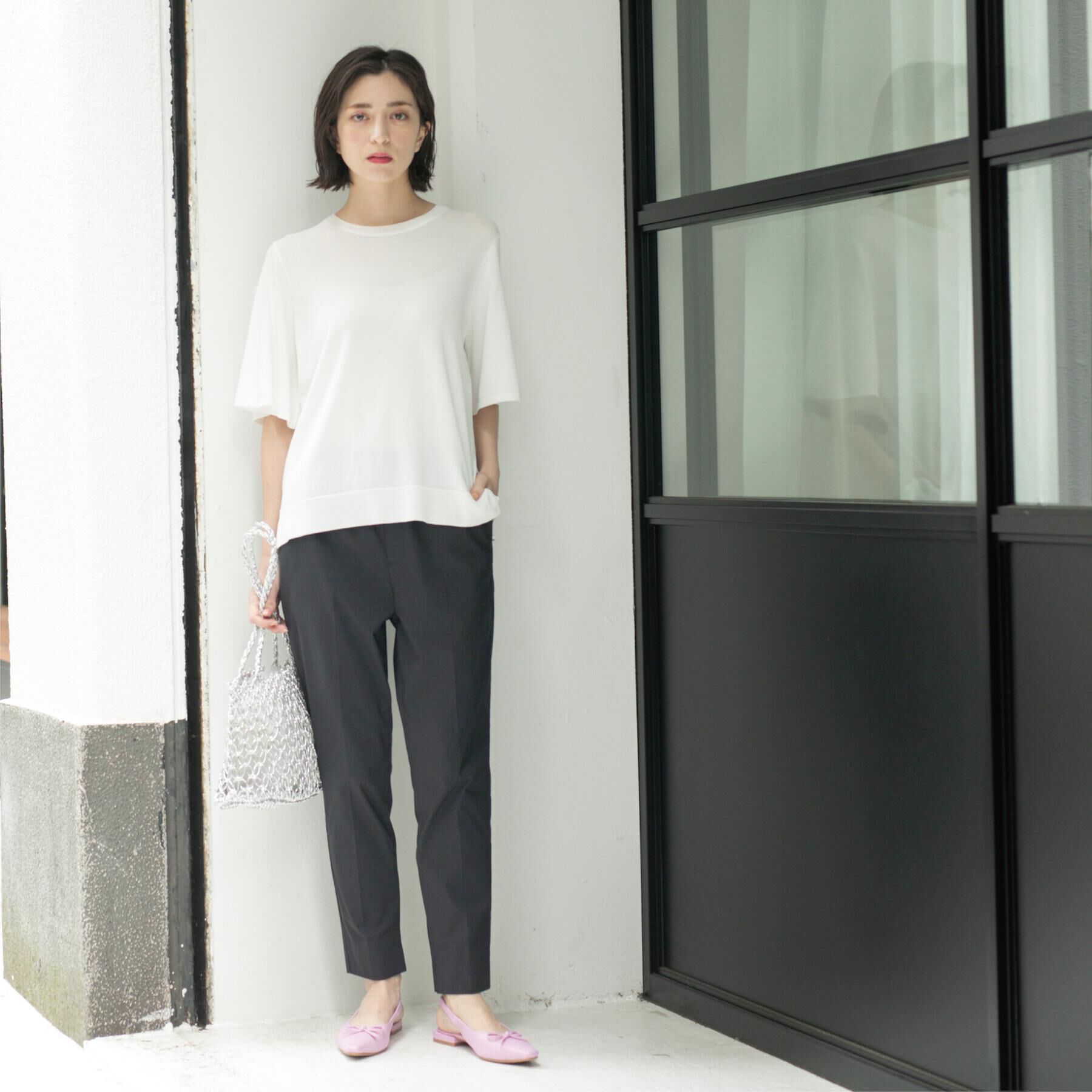 OPAQUE.CLIP「《6色展開/S-LLサイズ》フレアスリーブニット【UV/接触冷感/抗ピル/洗濯機洗い可】」|ニット・セーター|