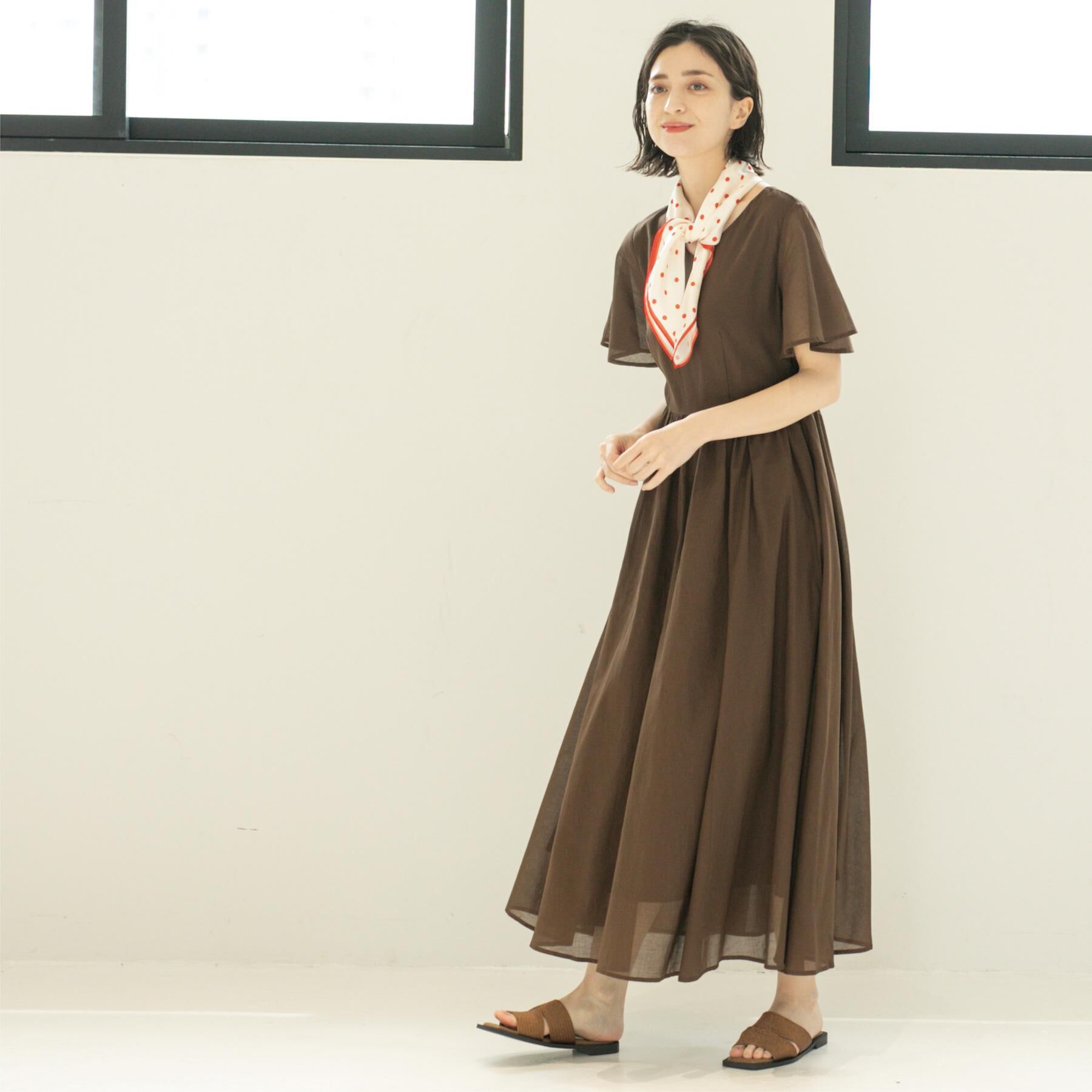 OPAQUE.CLIP「Vネックフィット＆フレアドレス/オーガニックコットン混【洗濯機洗い可】」|ワンピース|