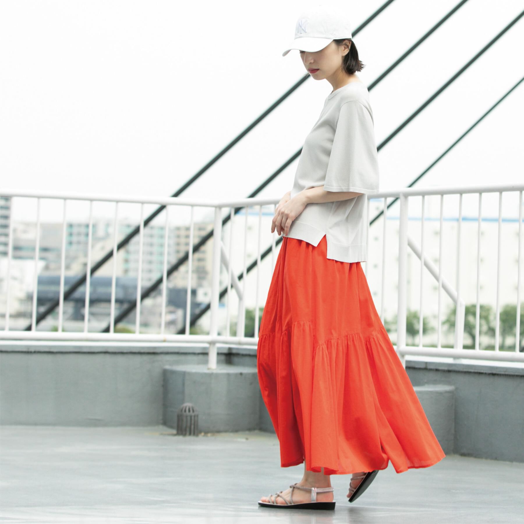 OPAQUE.CLIP「ギャザーフレアスカート/オーガニックコットン混【洗濯機洗い可】」|スカート|