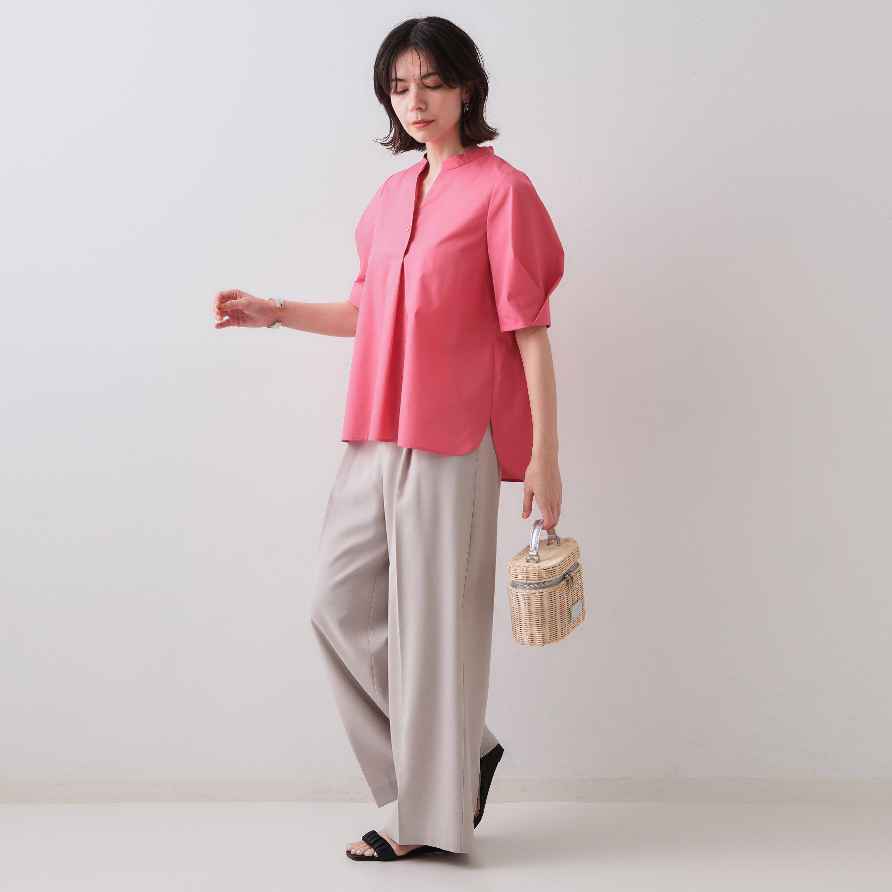 OPAQUE.CLIP「スキッパータックスリーブブラウス【洗濯機洗い可】」|シャツ・ブラウス|